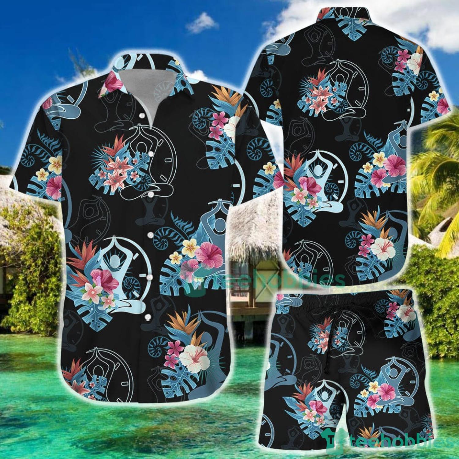 Tropical Hawaiian Shirt Yoga Tropical Pattern Hawaiian Shirt And Short Product Photo 1