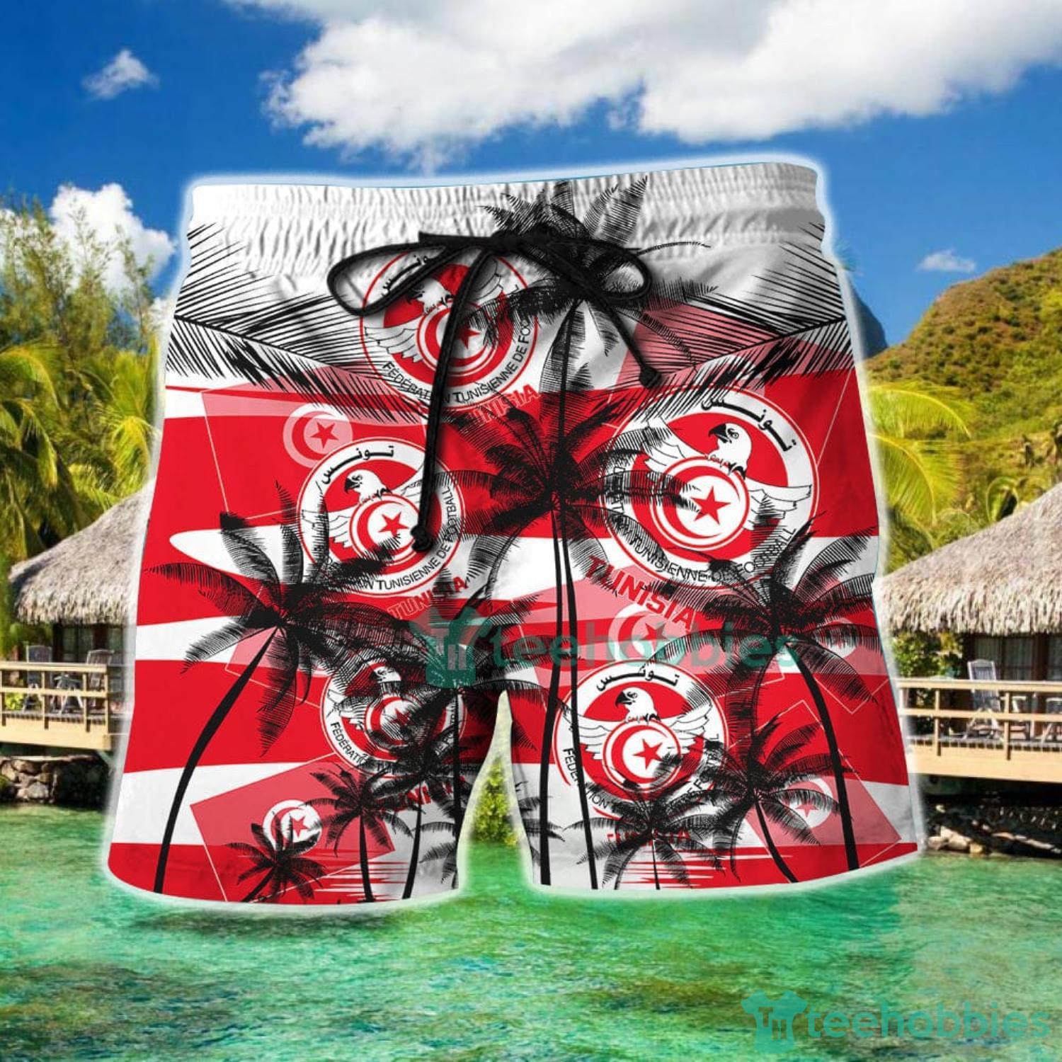 Tunisia Coconut Pattern World Cup 2022 Qatar Champions Football Gift Hawaiian Shirt And Short For Fans image Tunisia Coconut Pattern World Cup 2022 Qatar Champions Football Gift Hawaiian Shirt And Short For Fans Product Photo 2