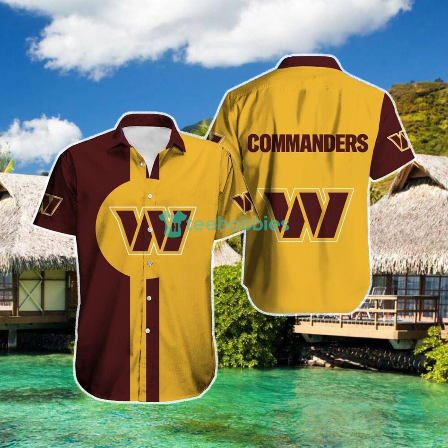 NFL Washington Commanders Hawaiian Shirt Custom Name Yellow