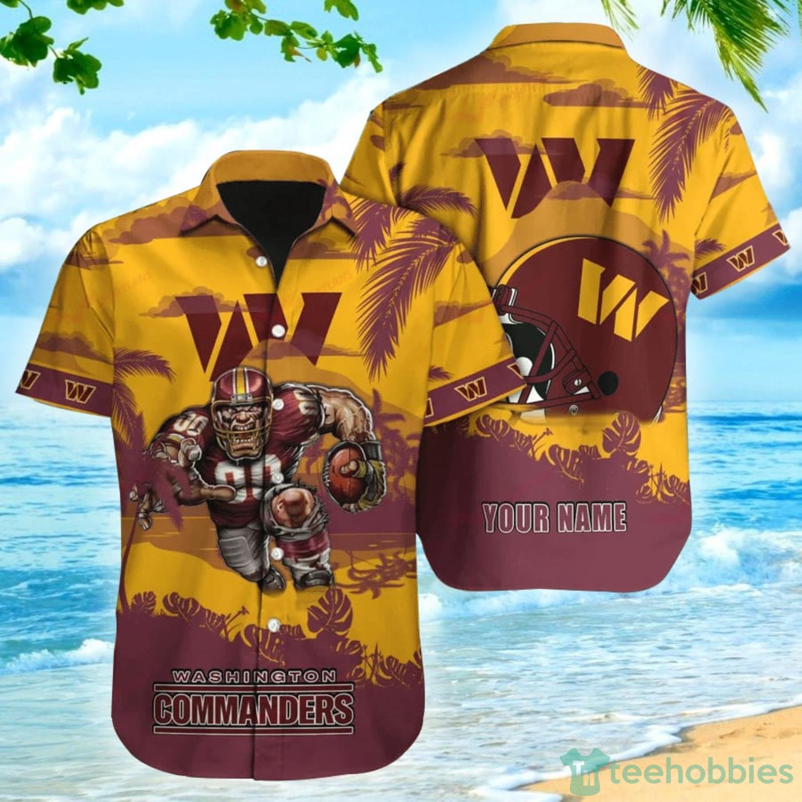 Washington Commanders NFL Hawaiian Shirt Custom Name For Fans Product Photo 1
