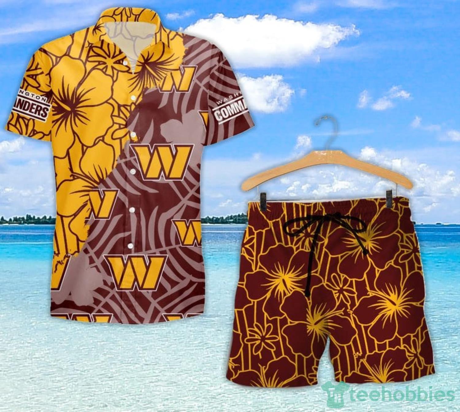 Washington Commanders NFL Logo Combo Hawaiian Shirt And Short Summer For Men  Women - Freedomdesign