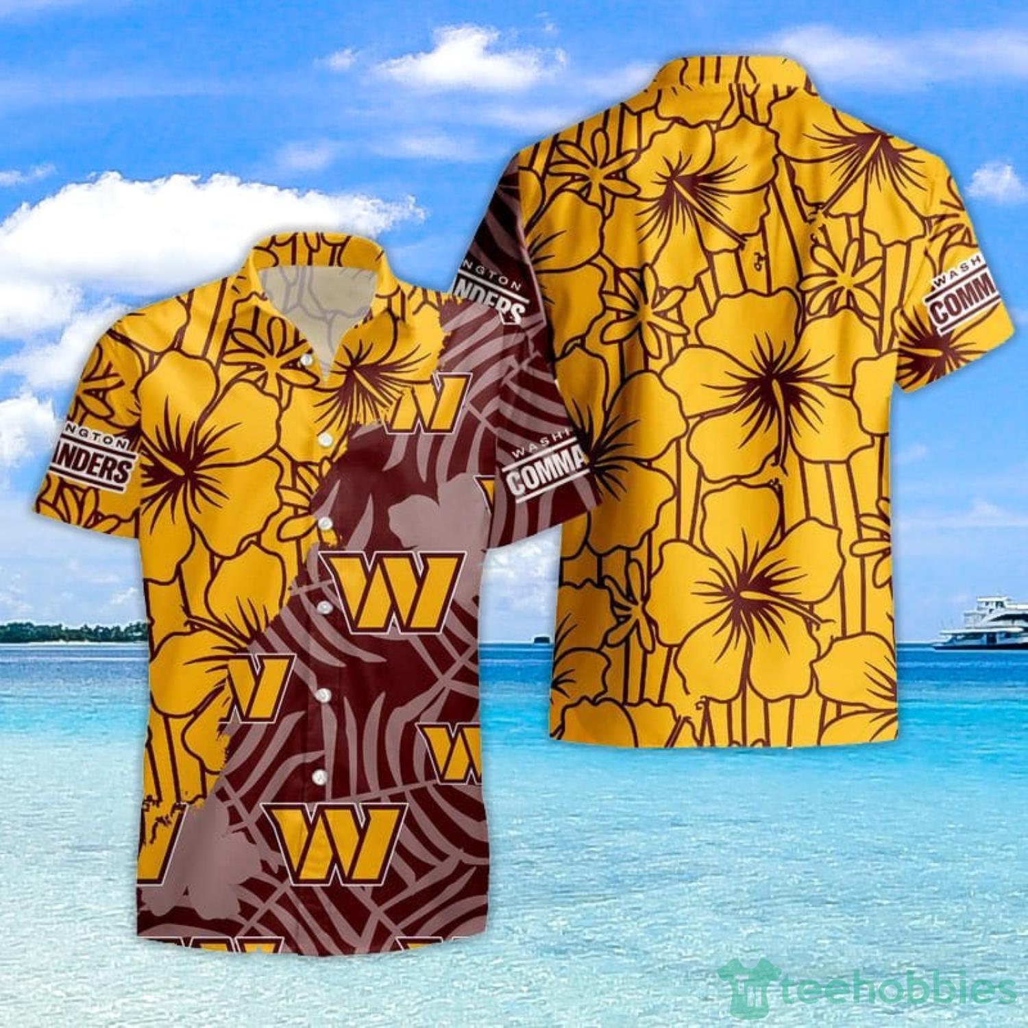 Washington Commanders Tropical Flowers Limited Edition Hawaiian Shirt And Shorts For Fans Product Photo 1