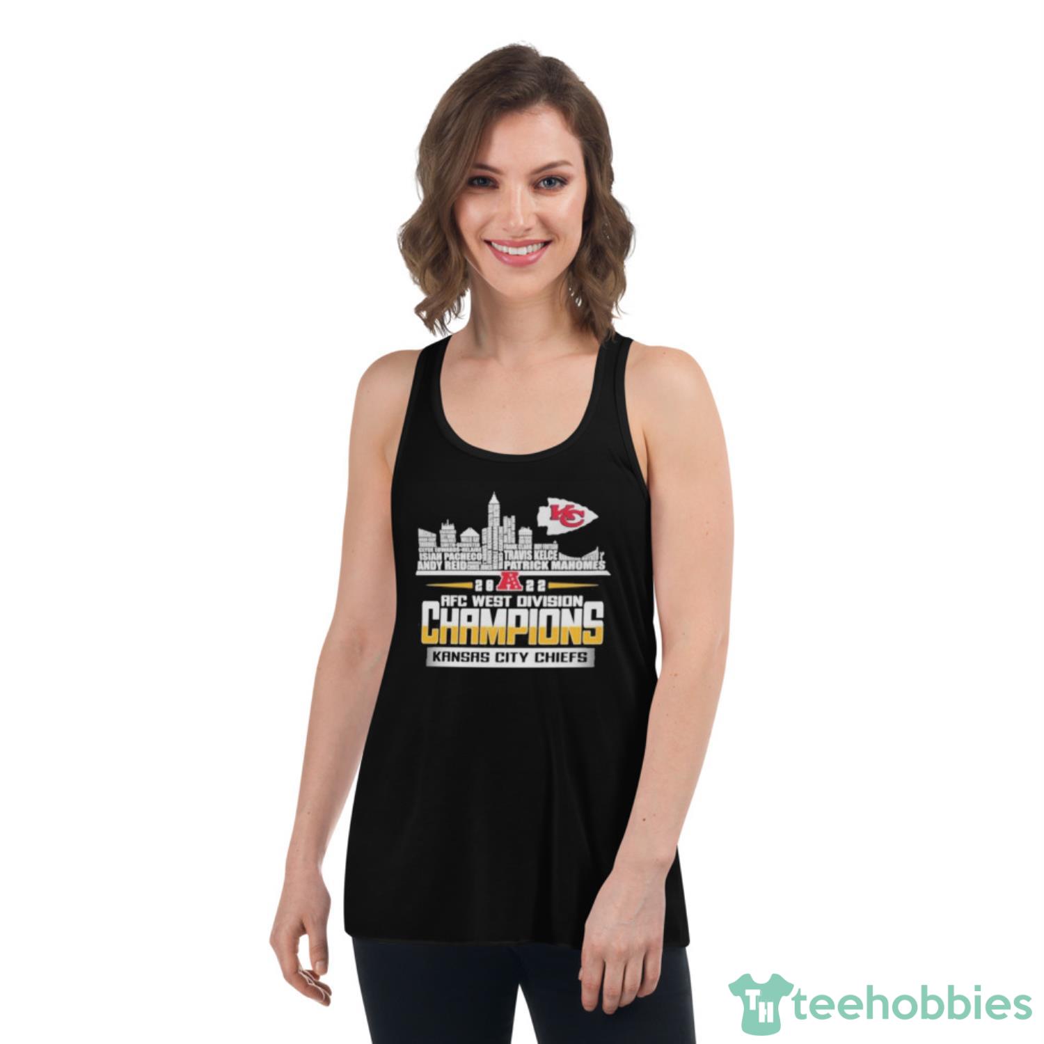 2022 AFC west division Champions Kansas City Chiefs players name skyline shirt - Womens Flowy Racerback Tank
