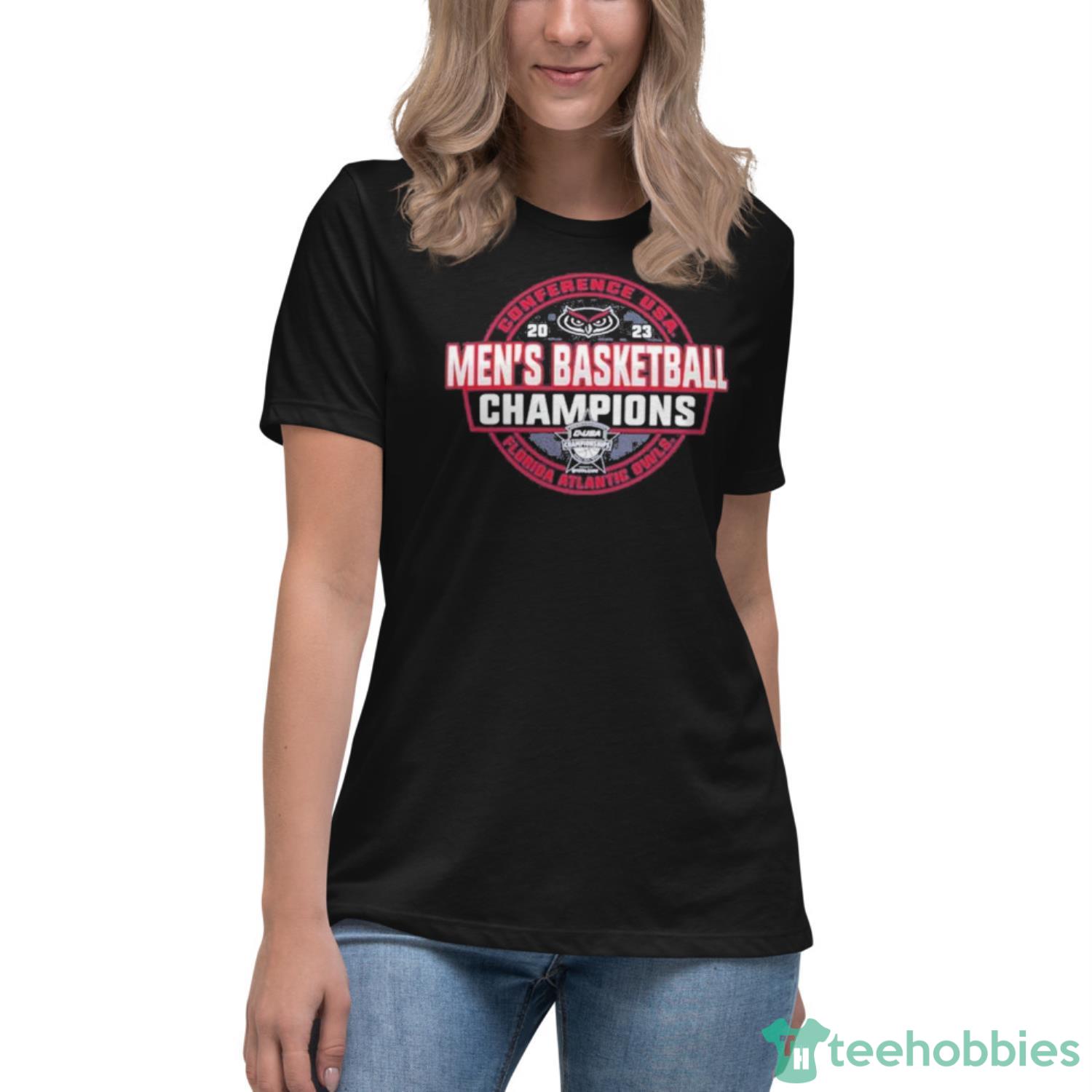 2023 c-usa men’s basketball conference tournament champions locker room t-shirt - Womens Relaxed Short Sleeve Jersey Tee