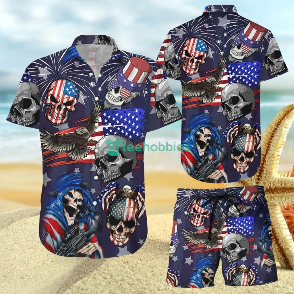 American Patriotic Shirt - 4th Of July USA Independent Day Skull Hawaii Shirt And Short - American Patriotic Shirt - 4th Of July USA Independent Day Skull Hawaii Shirt - Novelty Skull Gifts_4684