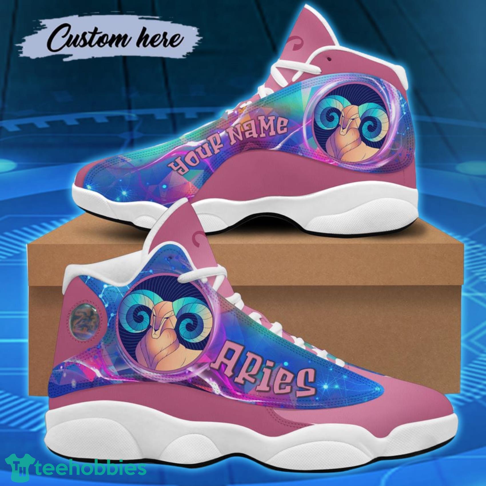 April Birthday Watercolor Aries Custom Name Air Jordan 13 Shoes