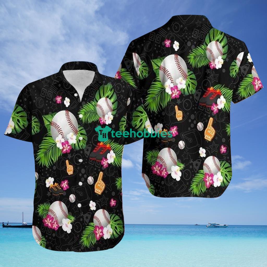 Baseball Black Tropical Hawaiian Shirt - Baseball Black Tropical Hawaiian Shirt
