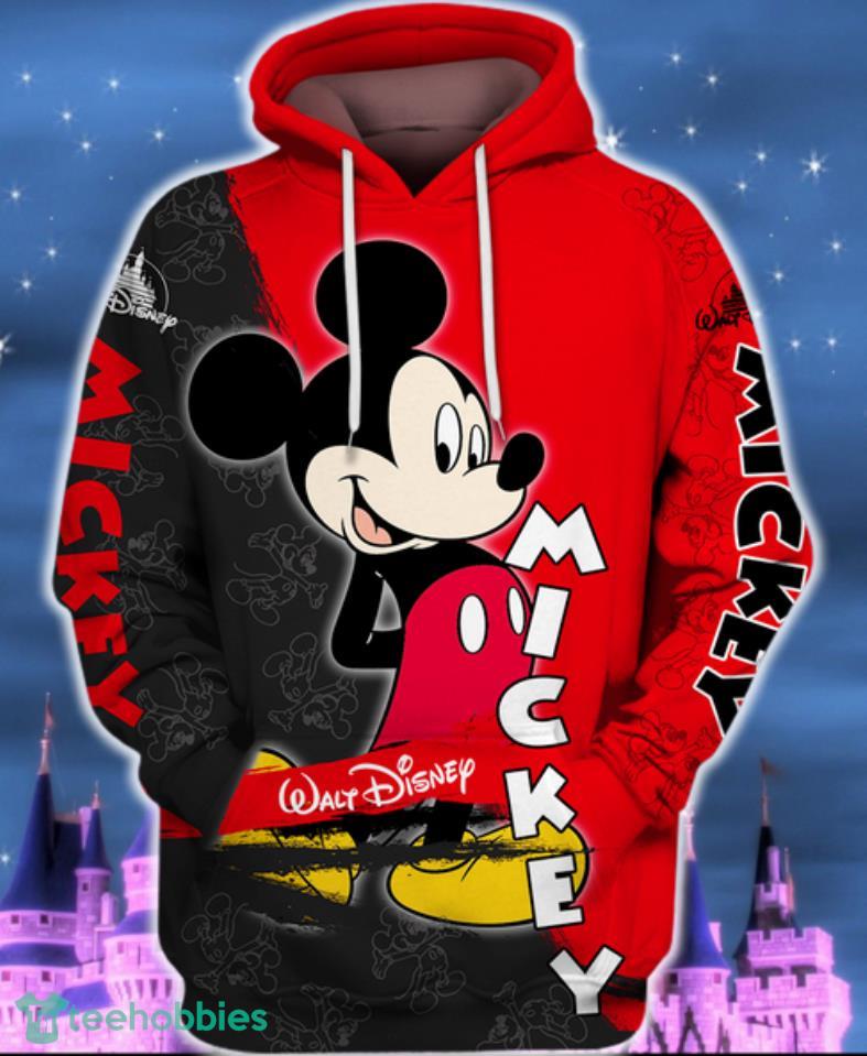 Red best sale mickey hoodie