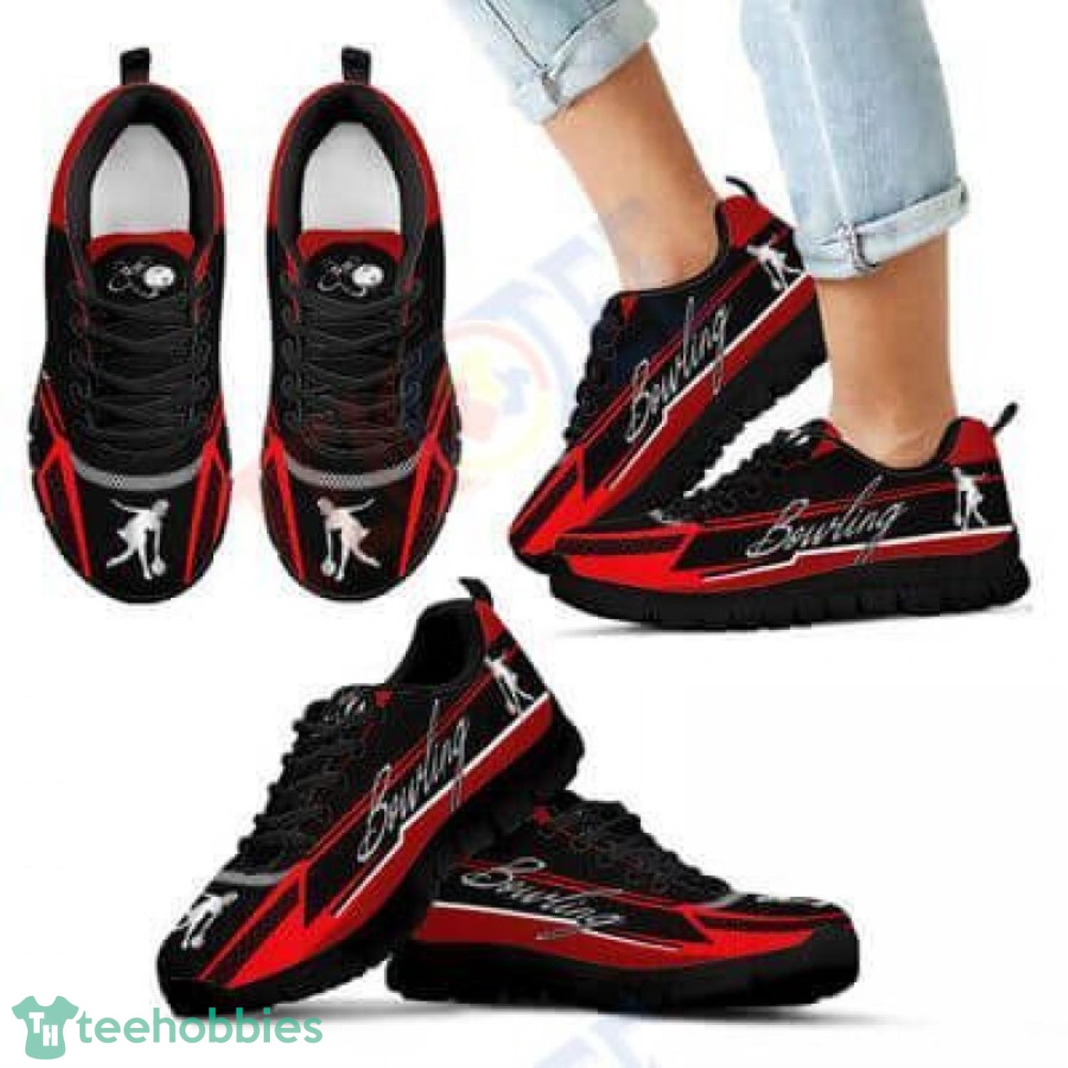 Bowling Sinw Black Line Red Sneakers For Men Women Product Photo 1