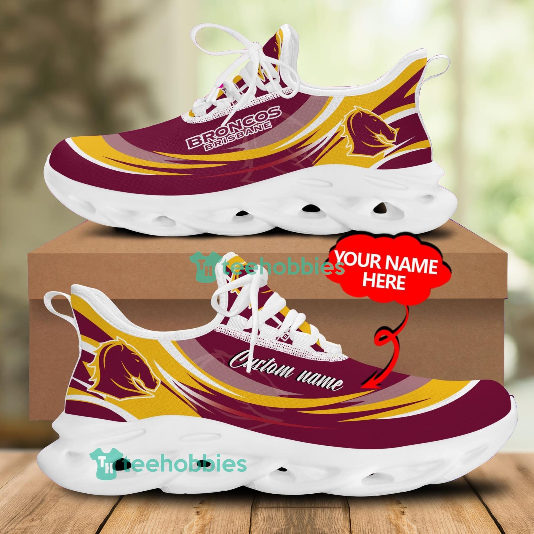 Brisbane Broncos 3D Personalized Name Clunky Sneakers Max Soul Shoes For Men And Women Product Photo 1