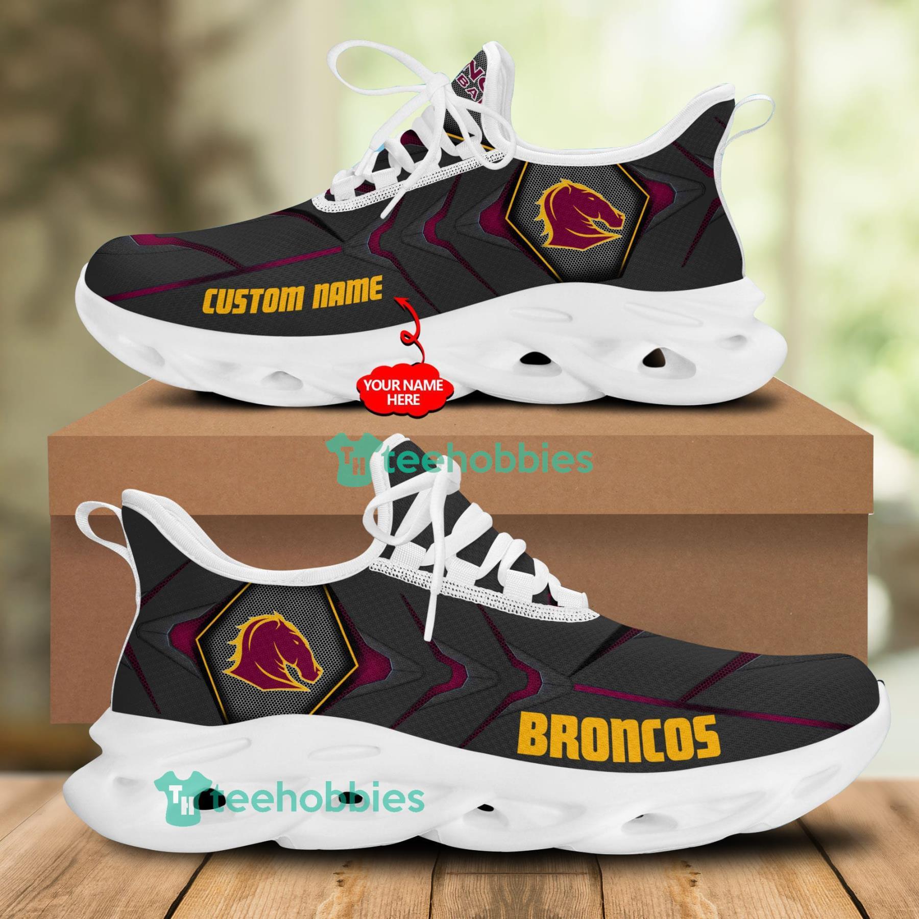 Brisbane Broncos Custom Name NRL Sneakers Max Soul Shoes For Men And Women Product Photo 1