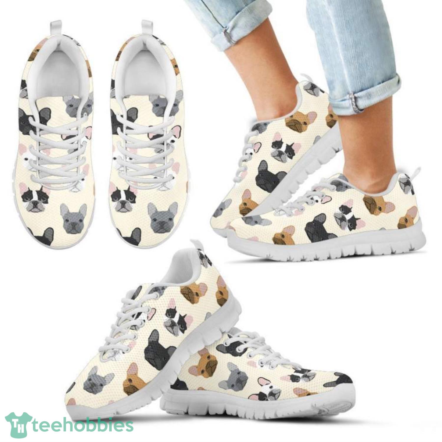 Bulldogs Pattern Lovely White Sneakers Shoes For Men And Women Product Photo 1