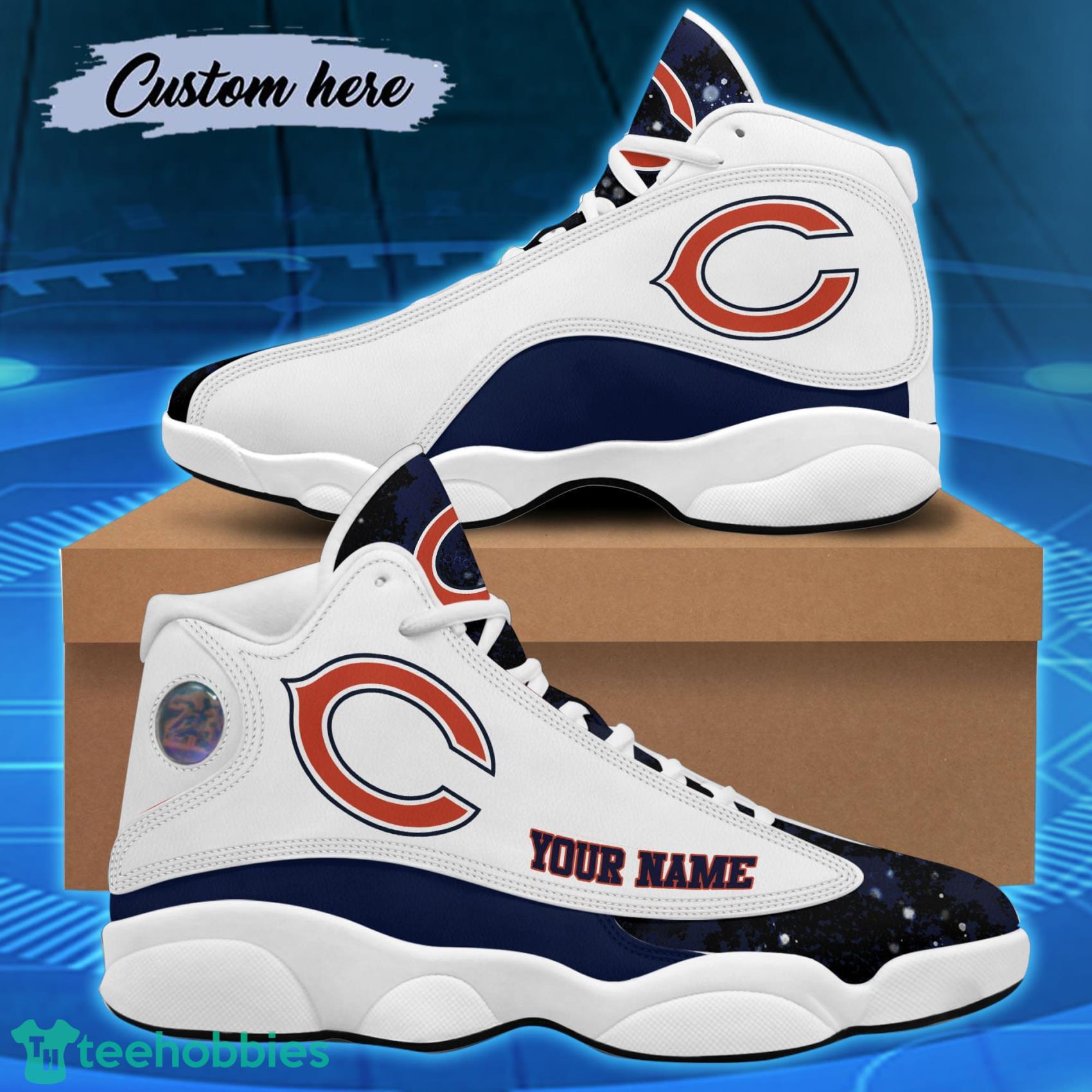 Chicago Bears Team Sports White Custom Name Air Jordan 13 Shoes Product Photo 1