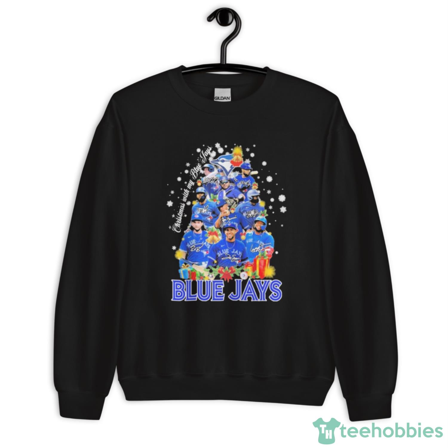 Christmas With My Toronto Blue Jays Tree 2022 Signatures Shirt - Unisex Crewneck Sweatshirt