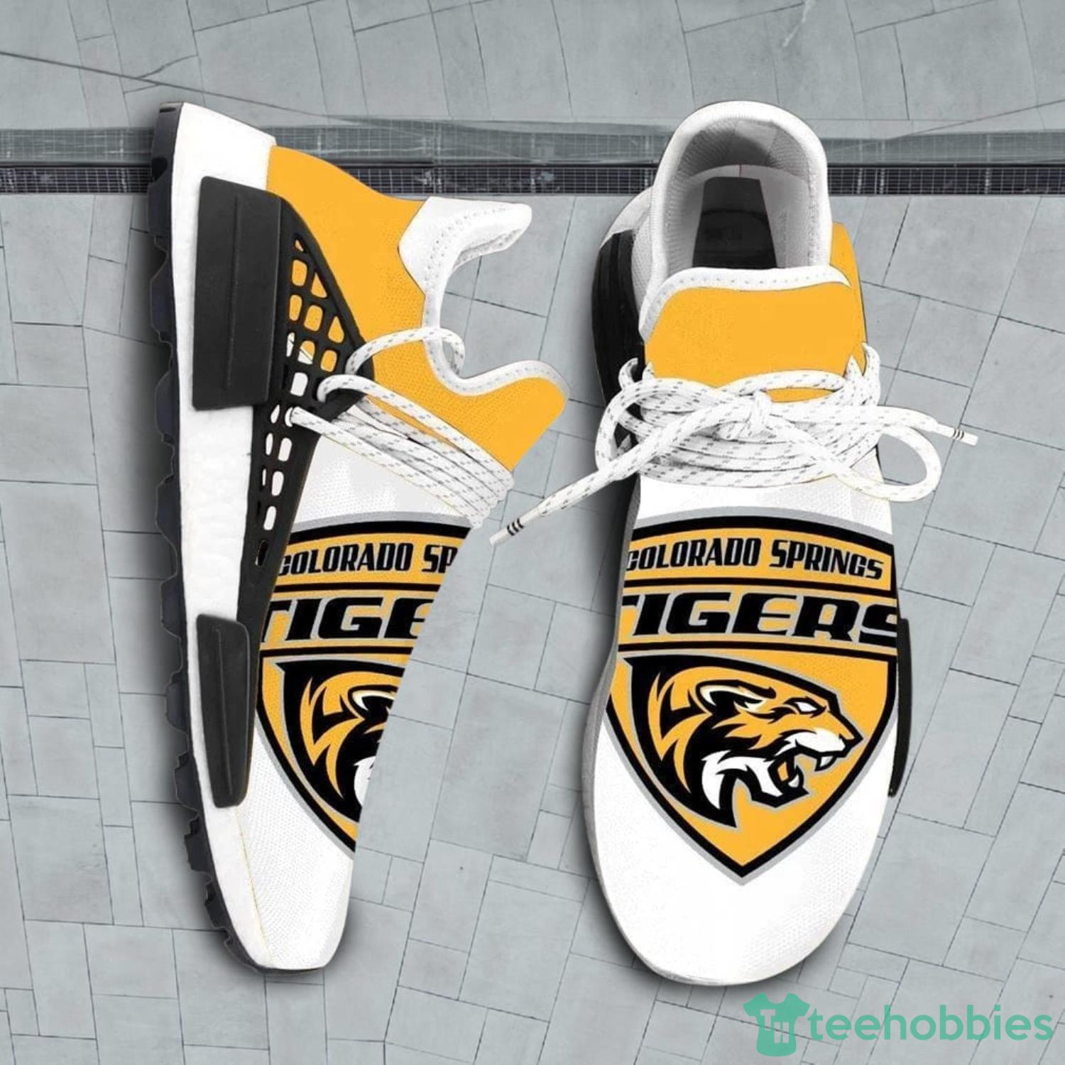 Colorado College Tigers NCAA Sport Teams NMD Human Race Shoes Product Photo 1 Colorado College Tigers NCAA Sport Teams NMD Human Race Shoes Product Photo 1
