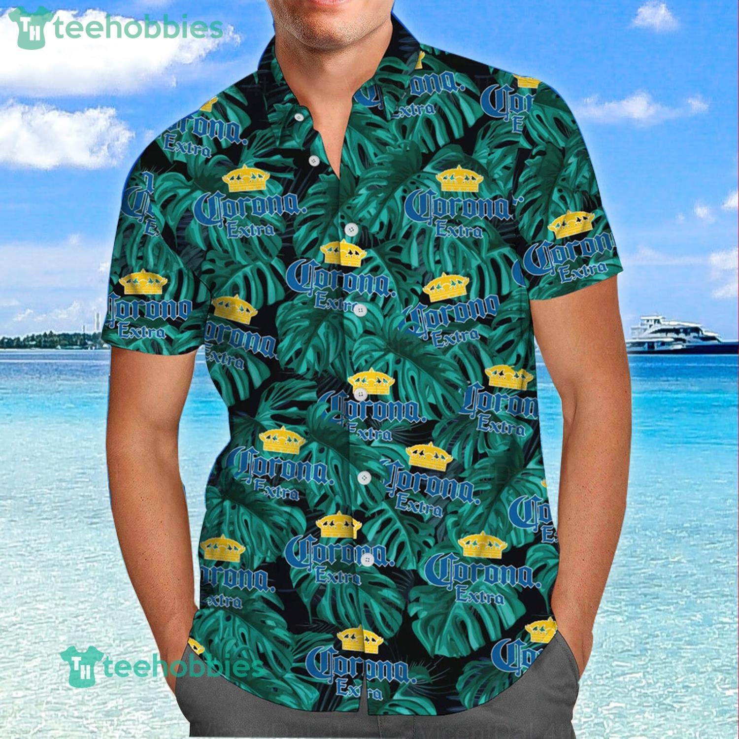 Corona Beer Lover Leaf Pattern Combo Hawaiian Shirt And Shorts Summer Gift Product Photo 3 Corona Beer Lover Leaf Pattern Combo Hawaiian Shirt And Shorts Summer Gift Product Photo 3
