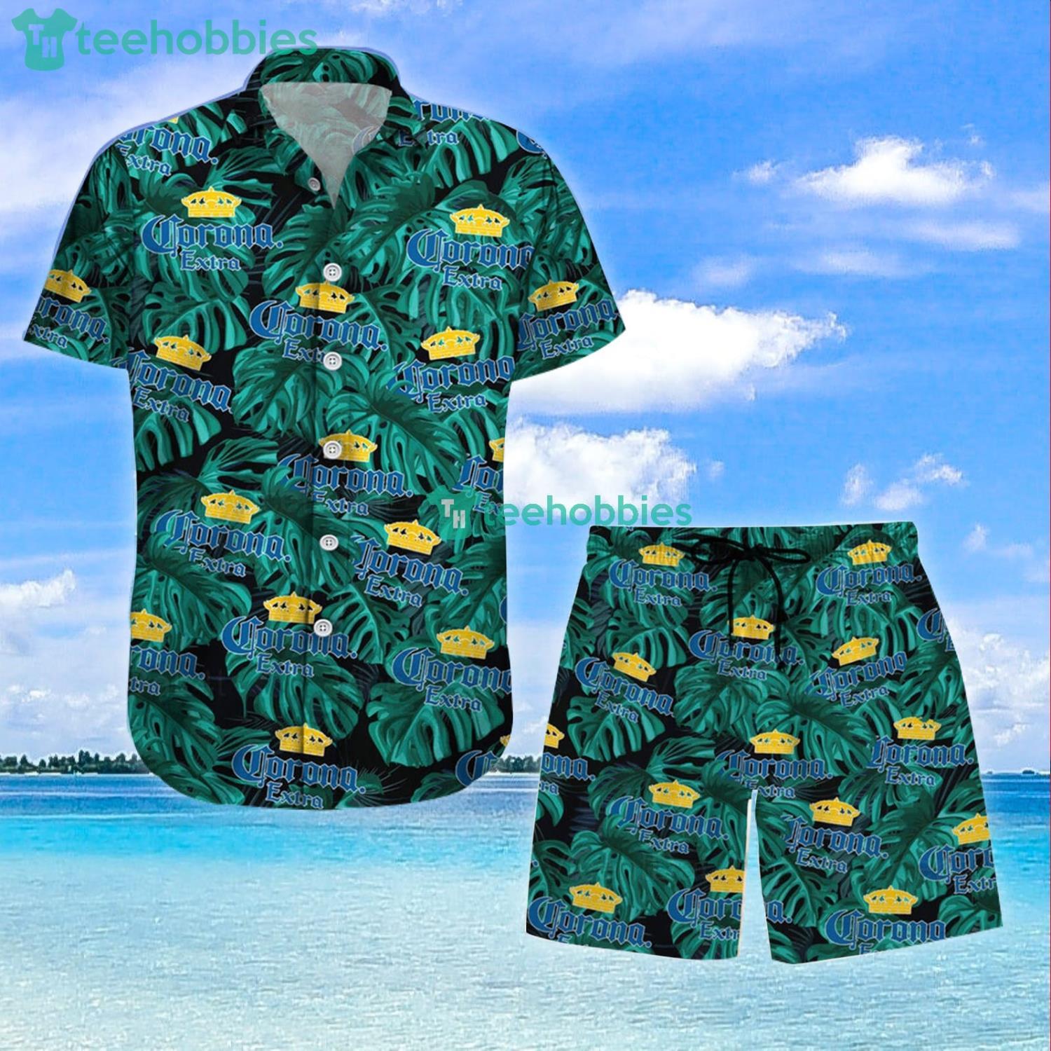 Corona Beer Lover Leaf Pattern Combo Hawaiian Shirt And Shorts Summer Gift Product Photo 1 Corona Beer Lover Leaf Pattern Combo Hawaiian Shirt And Shorts Summer Gift Product Photo 1