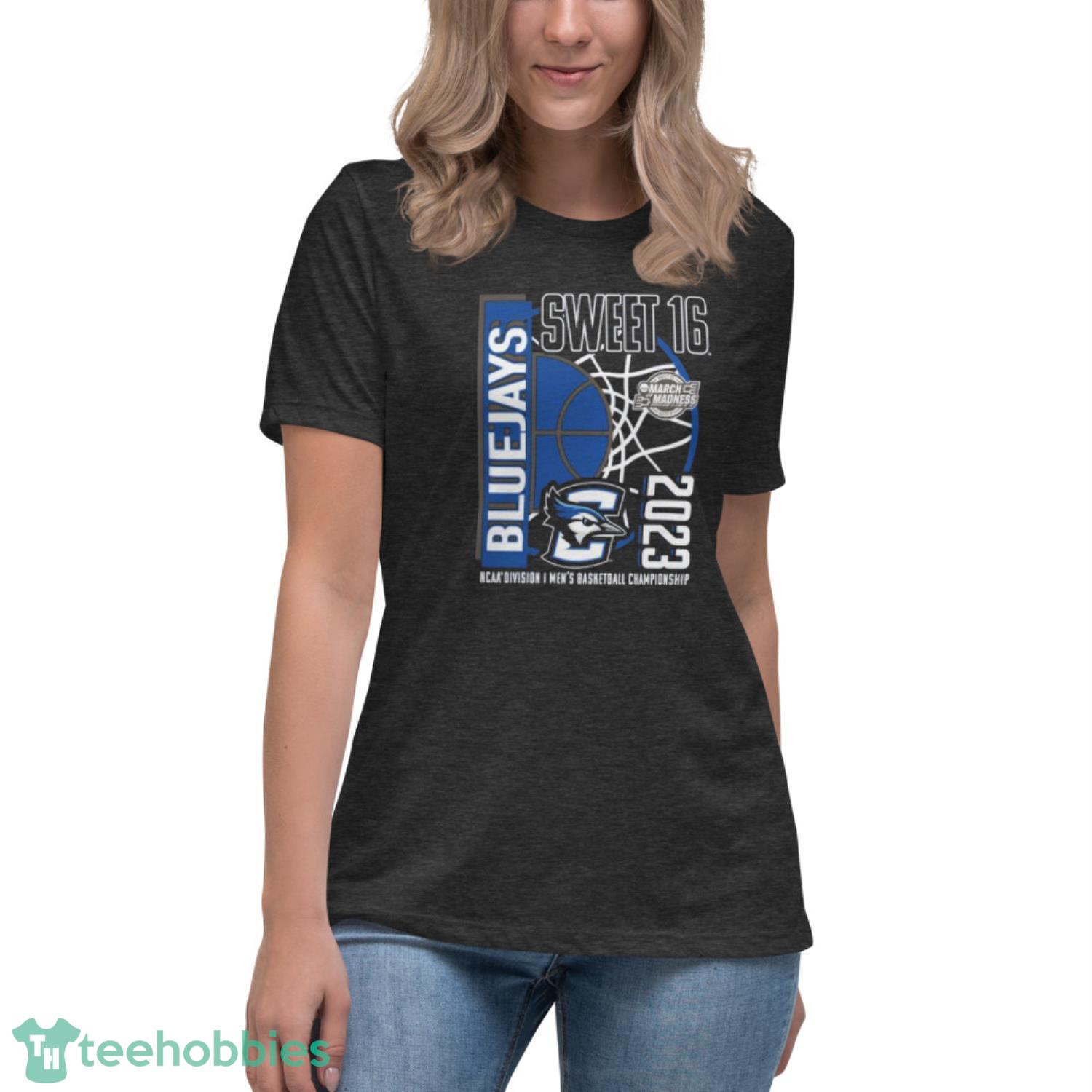 Creighton Bluejays 2023 NCAA Men’s Basketball Tournament March Madness Sweet 16 T-Shirt - Womens Relaxed Short Sleeve Jersey Tee-1 Creighton Bluejays 2023 NCAA Men’s Basketball Tournament March Madness Sweet 16 T-Shirt - Womens Relaxed Short Sleeve Jersey Tee-1