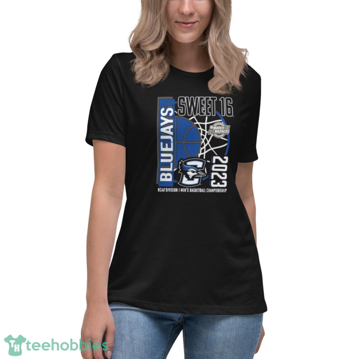 Creighton Bluejays 2023 NCAA Men’s Basketball Tournament March Madness Sweet 16 T-Shirt - Womens Relaxed Short Sleeve Jersey Tee Creighton Bluejays 2023 NCAA Men’s Basketball Tournament March Madness Sweet 16 T-Shirt - Womens Relaxed Short Sleeve Jersey Tee