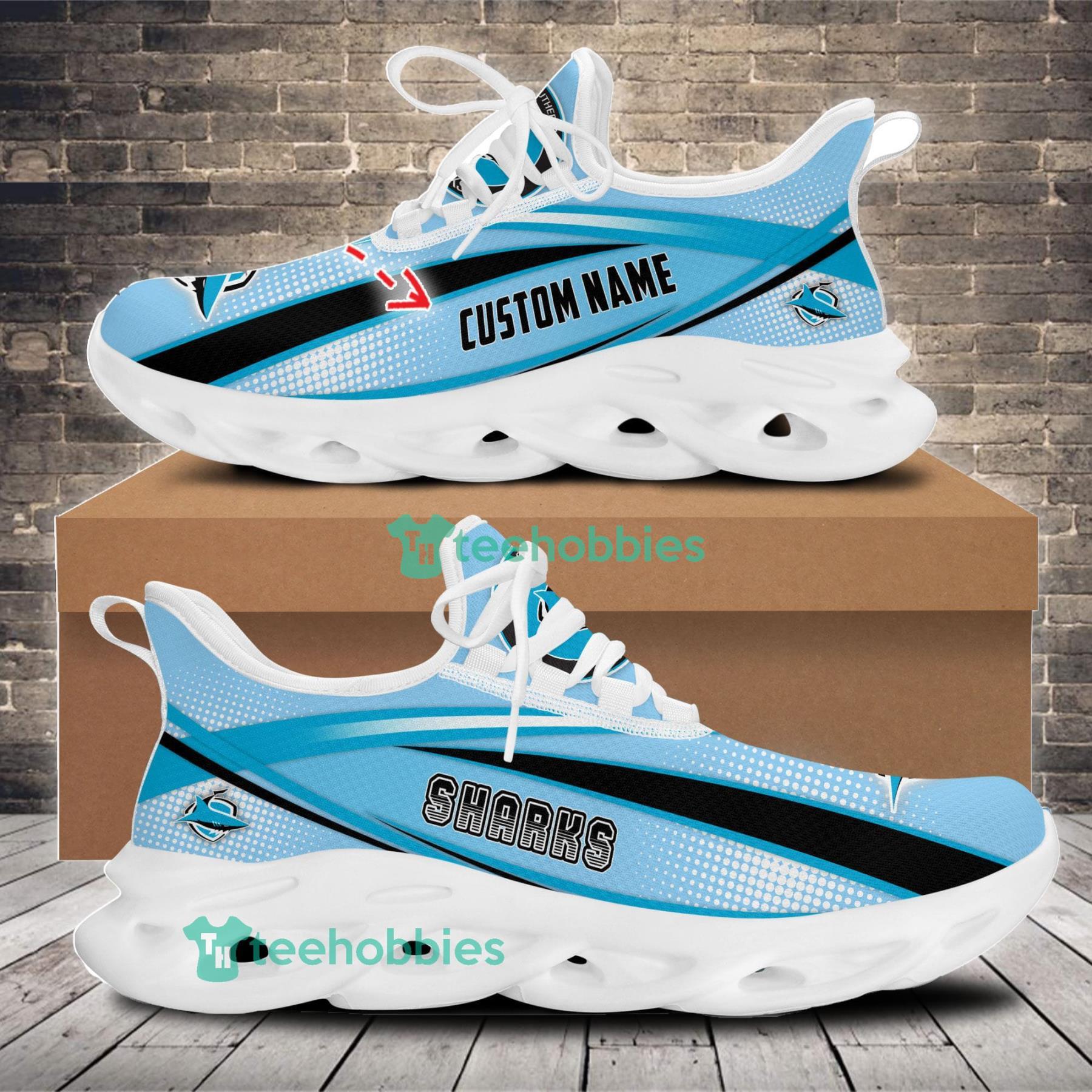 Cronulla-Sutherland Sharks Custom Name Sneakers Max Soul Shoes For Men And Women Product Photo 1