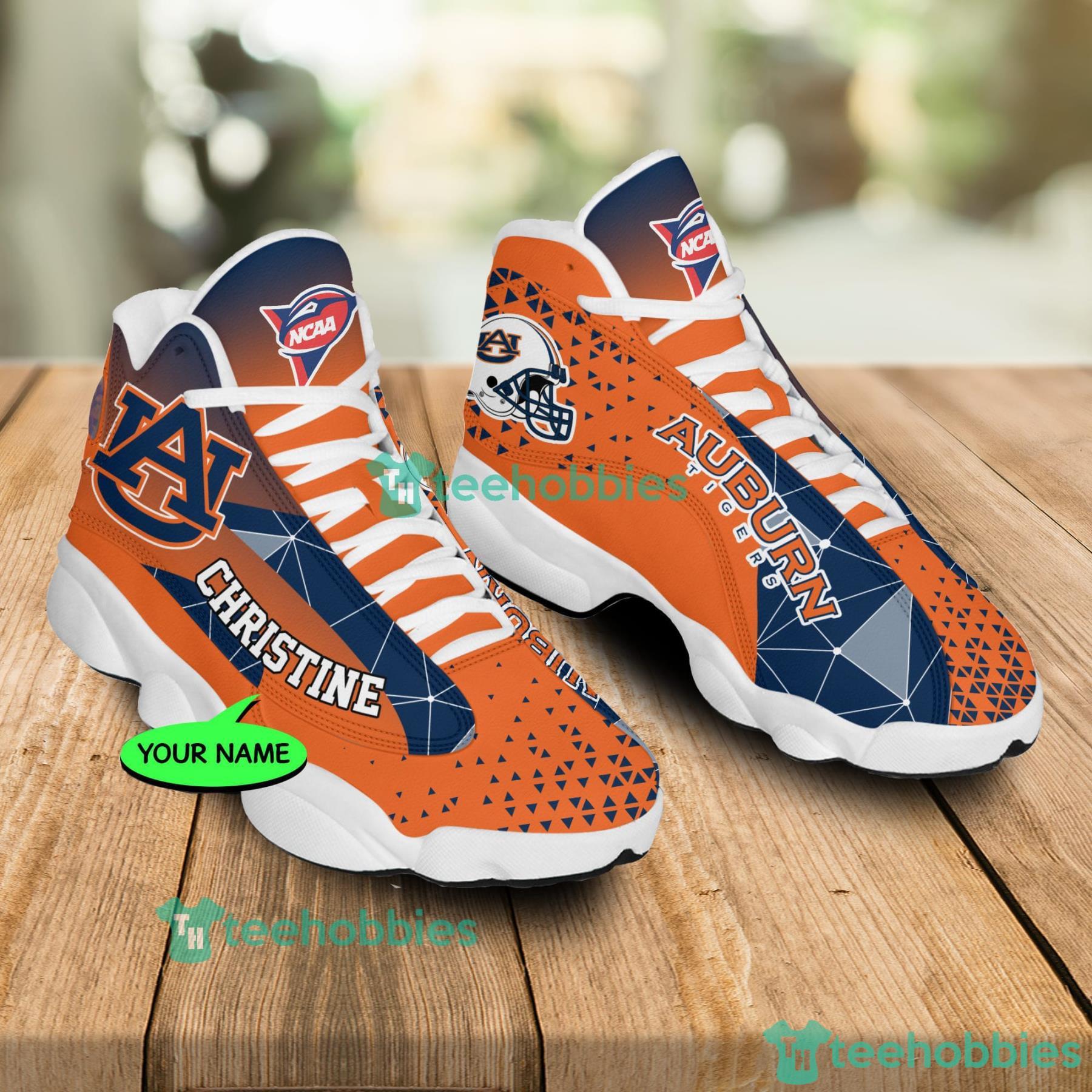 Custom Name Auburn Tigers Ncaa Fans Triangle Pattern Air Jordan 13 Shoes Product Photo 2