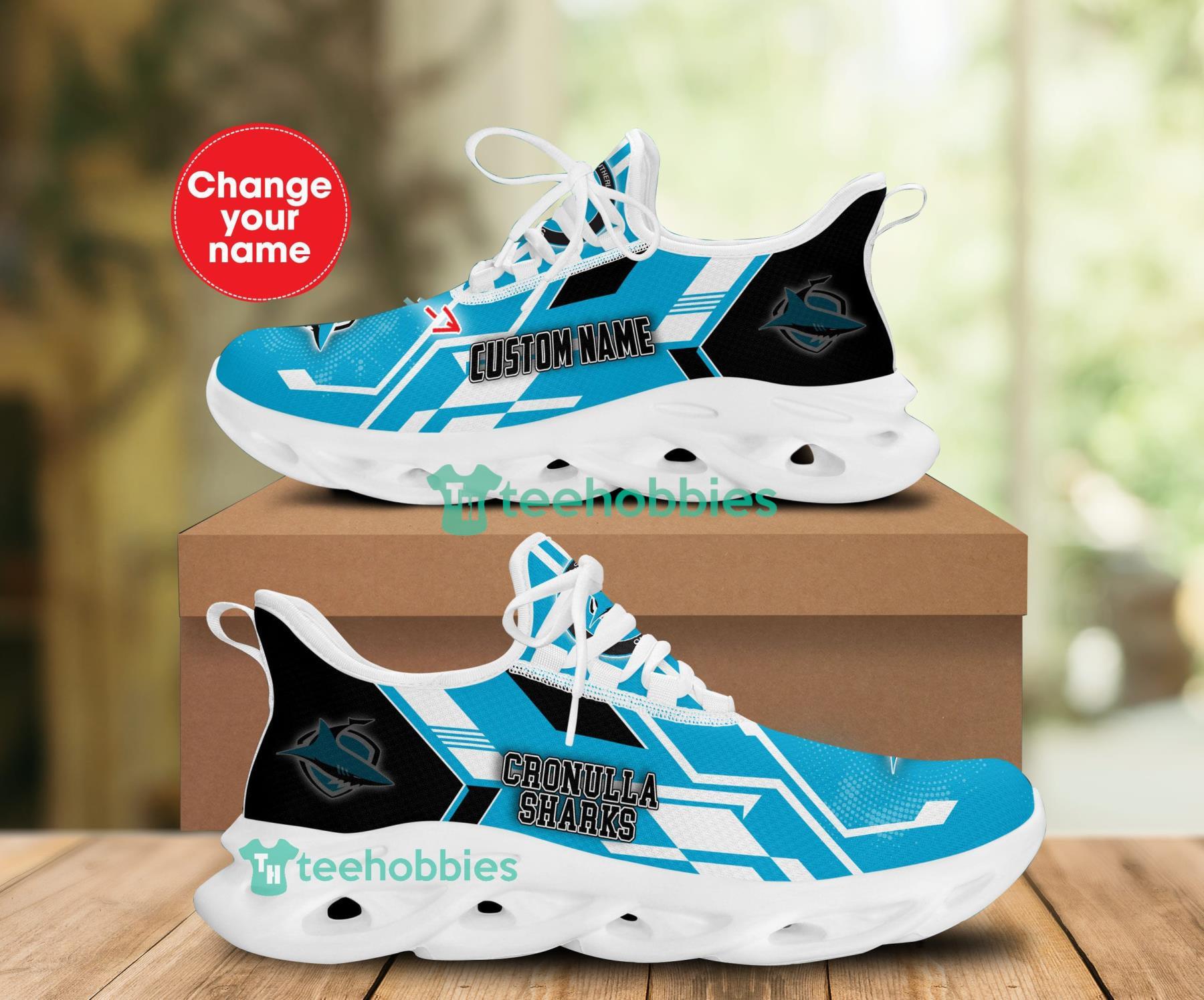 Custom Name Cronulla-Sutherland Sharks Sneakers Max Soul Shoes For Men And Women Product Photo 1
