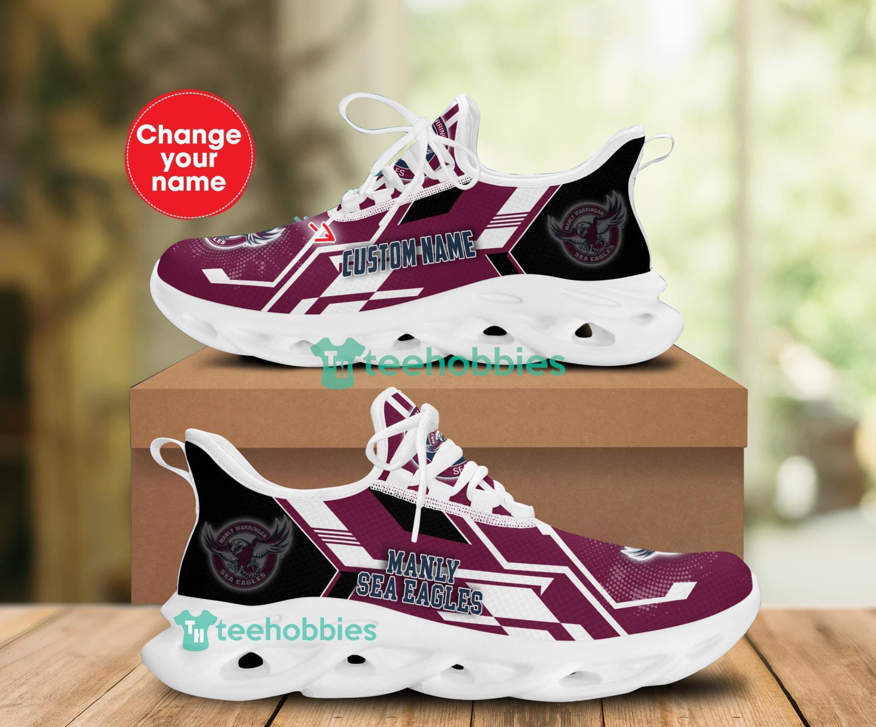 Custom Name Manly Warringah Sea Eagles Sneakers Max Soul Shoes For Men And Women Product Photo 1