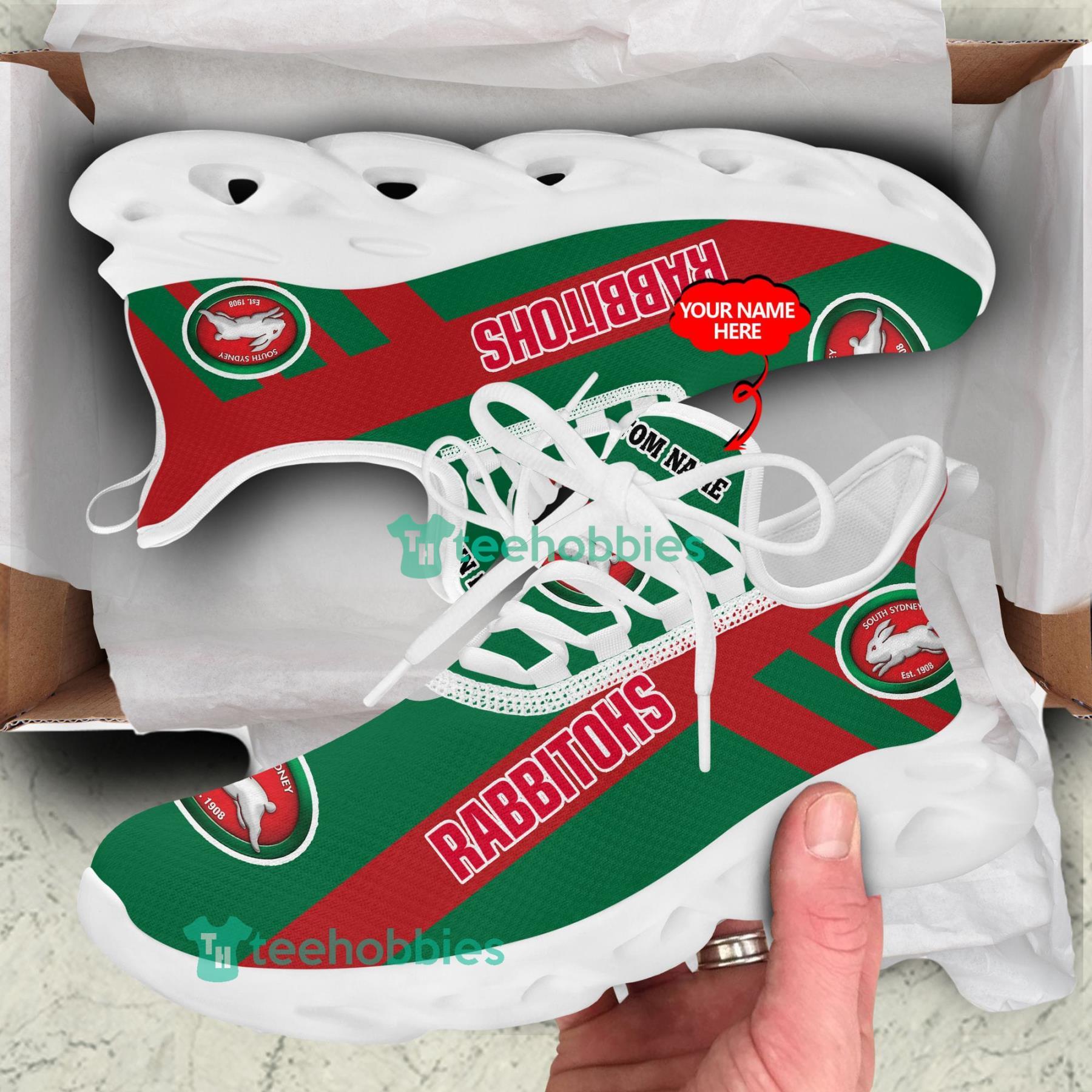 Custom Name South Sydney Rabbitohs Sneakers Max Soul Shoes For Men And Women NRL Fans Product Photo 3