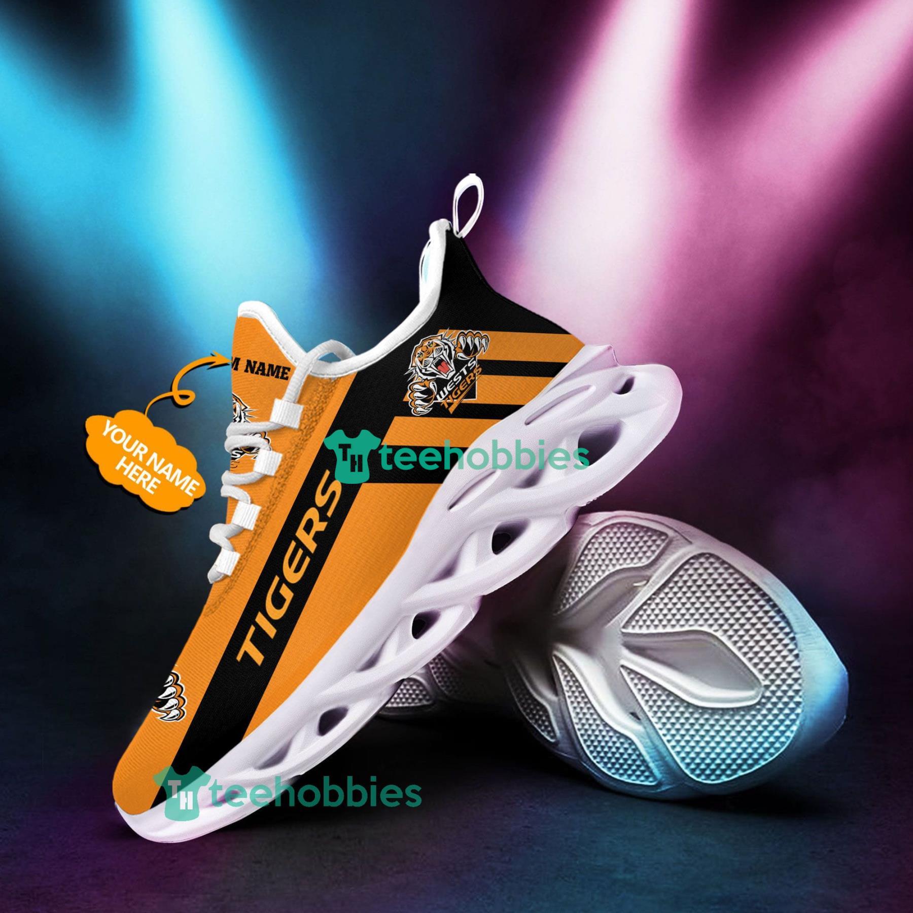 Custom Name Wests Tigers  Sneakers Max Soul Shoes For Men And Women NRL Fans Product Photo 2