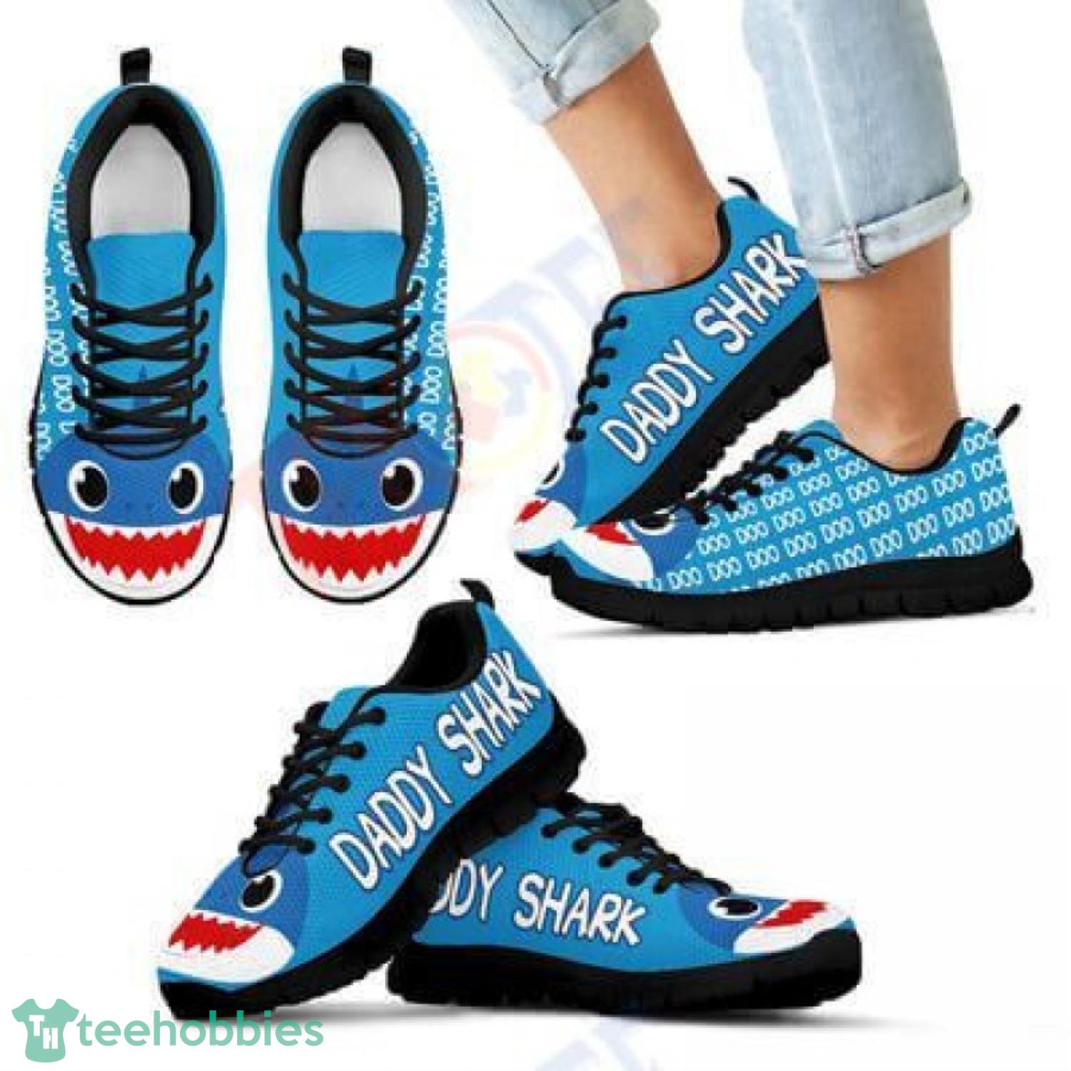 Daddy Shark Doo Blue Sneakers Shoes For Men Women Product Photo 1