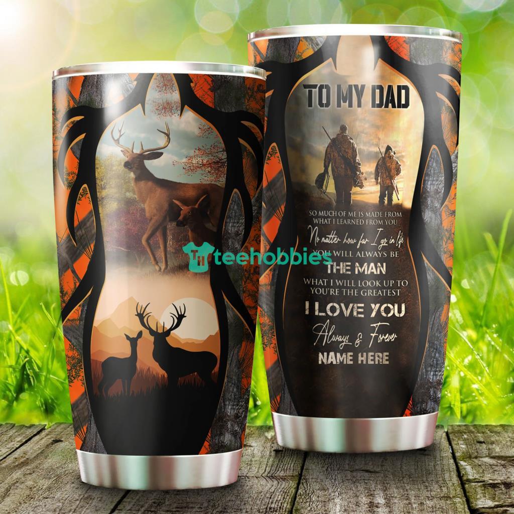 https://image.teehobbies.us/2023/03/deer-hunting-tumbler-to-my-dad-hunting-partners-for-life-orange-camo-custom-name-tumbler.jpg