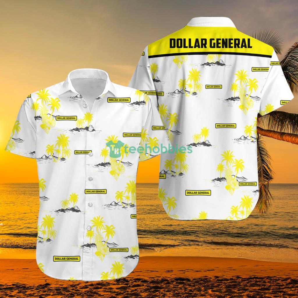 Dollar General Tropical Yellow-White  Hawaiian Shirt - Dollar General Tropical Yellow-White  Hawaiian Shirt