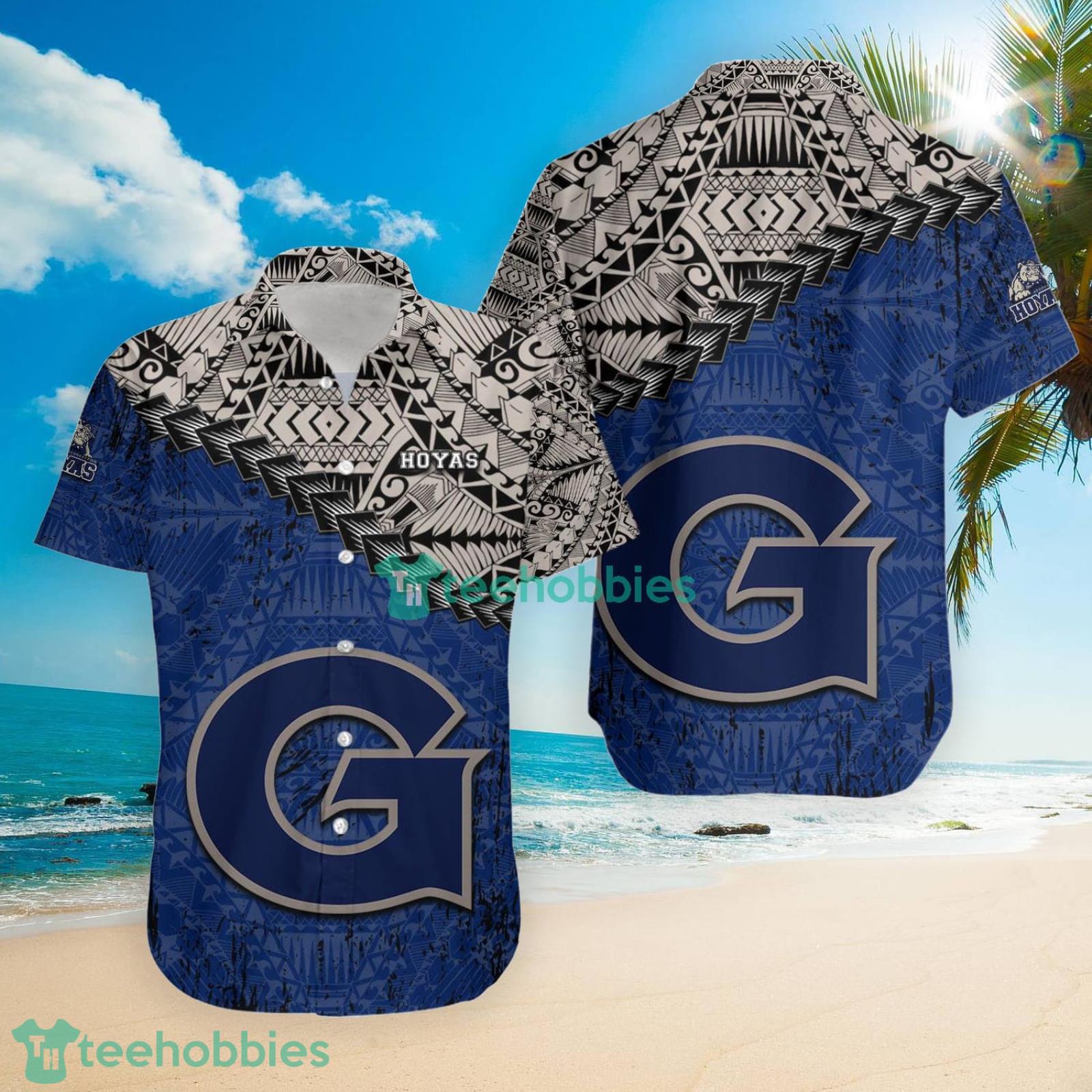 Georgetown Hoyas NCAA Grunge Polynesian Tattoo Hawaiian Shirt Suumer Gift For Men And Women Product Photo 4 Georgetown Hoyas NCAA Grunge Polynesian Tattoo Hawaiian Shirt Suumer Gift For Men And Women Product Photo 4