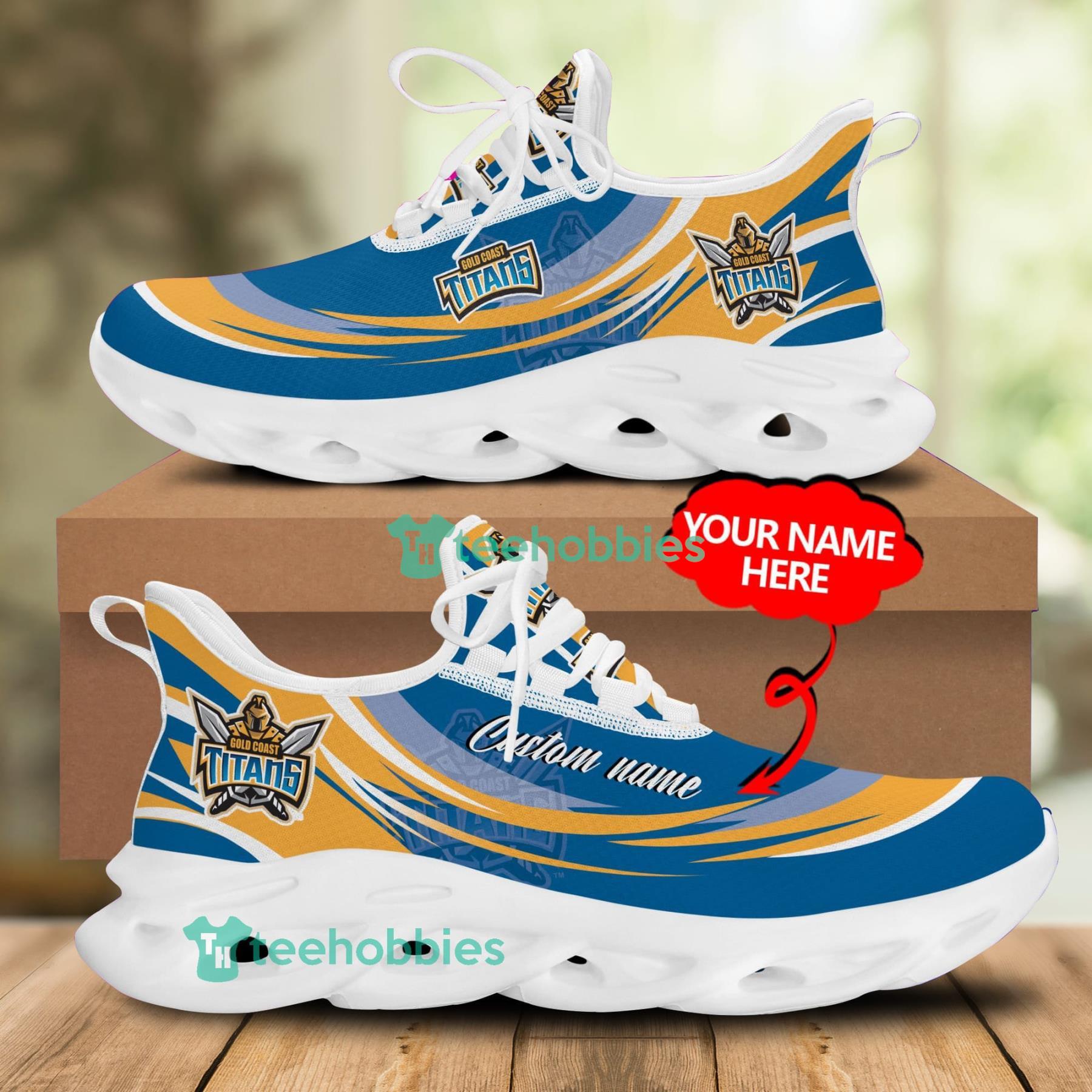 Gold Coast Titans 3D Personalized Name Sneakers Max Soul Shoes For Men And Women Product Photo 1