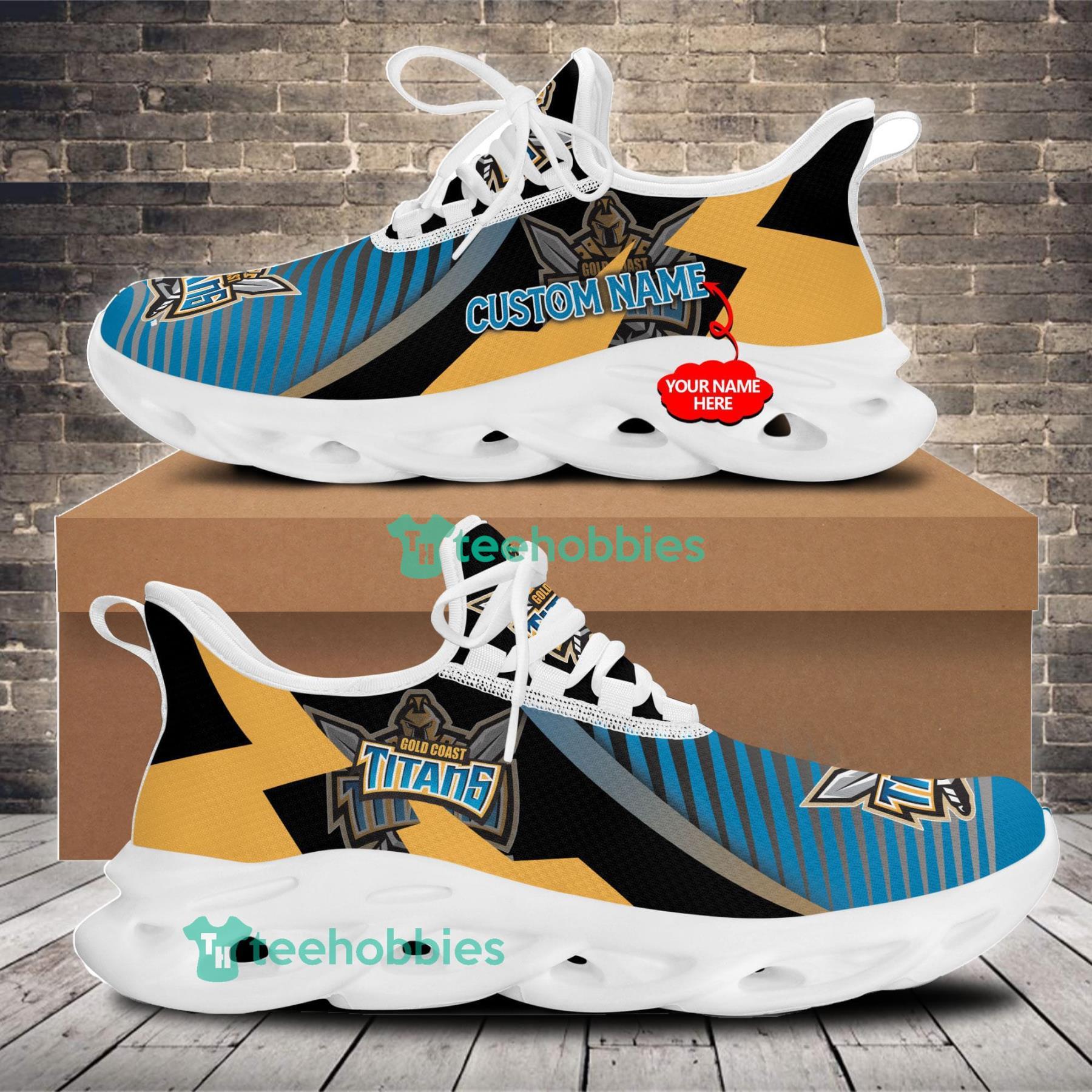 Gold Coast Titans Sport Team Personalized Name Sneakers Max Soul Shoes For Men And Women Product Photo 1