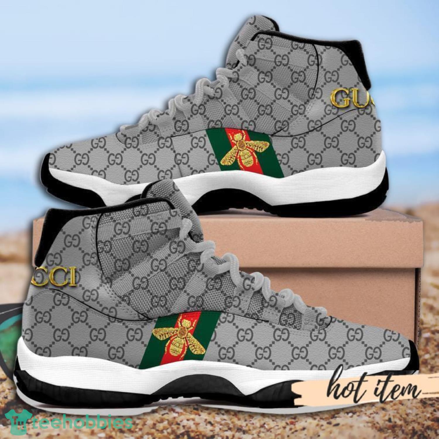 Grey Gucci Luxury Bee Air Jordan 11 Shoes Gucci Sneakers Gifts