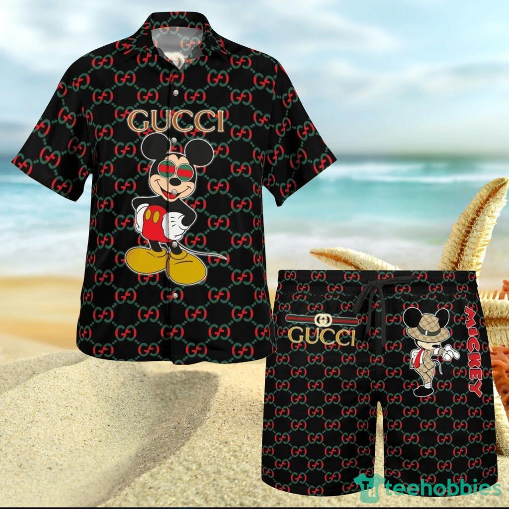 Gucci Mickey Mouse Disney Hawaiian Shirt And Short - Gucci Mickey Mouse Disney Hawaiian Shirt And Short