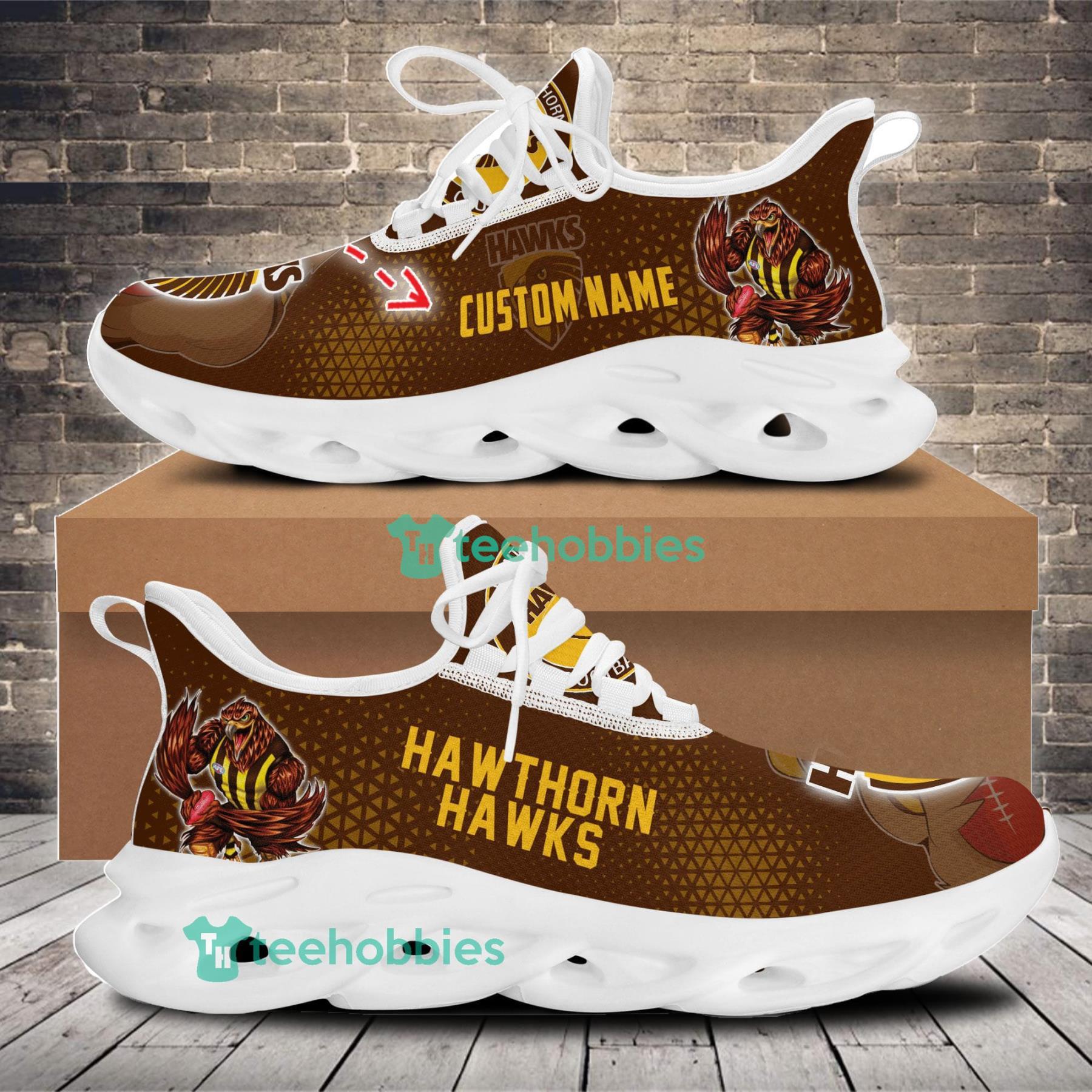 Hawthorn Mascot Custom Name Football Club Sneakers Max Soul Shoes For Men And Women Afl Sneakers Product Photo 1