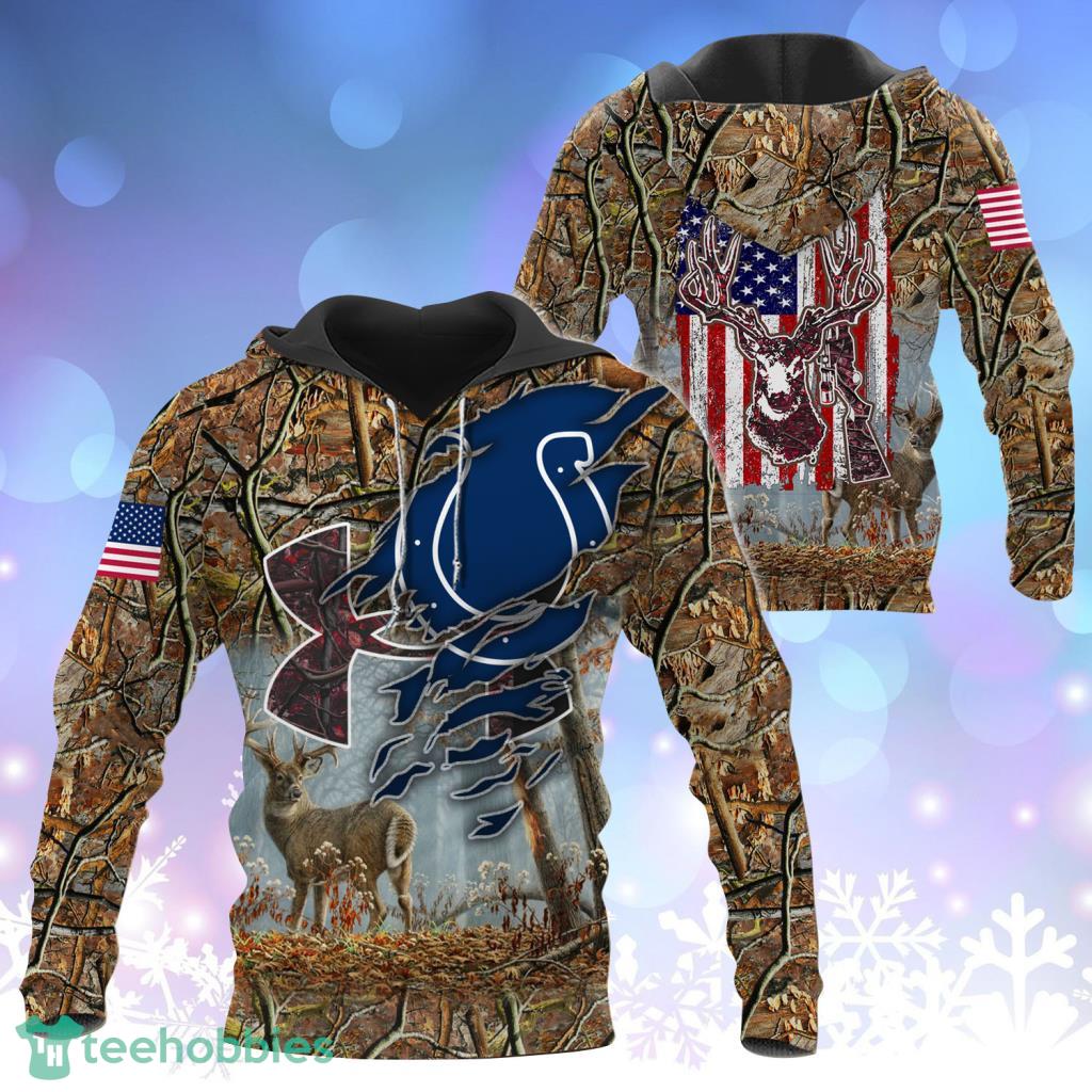 Indianapolis Colts NFL Football Camo Hunting Flag Hoodie 3D All Over Print