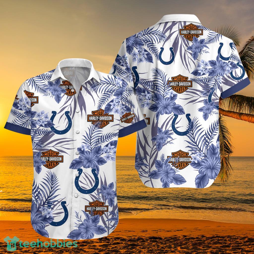 Indianapolis Colts NFL Harley Davidson Tropical Hawaiian Shirt For Men And Women - Indianapolis Colts NFL Harley Davidson Tropical Hawaiian Shirt For Men And Women
