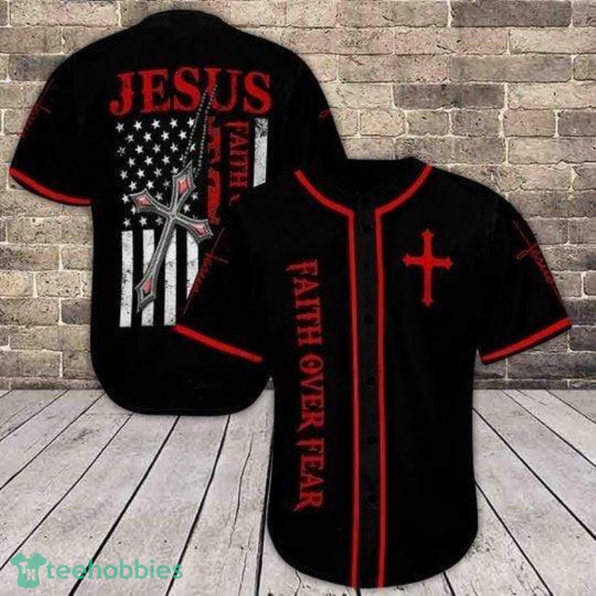 Jesus Faith Over Fear Baseball Jersey Shirt Product Photo 1 Jesus Faith Over Fear Baseball Jersey Shirt Product Photo 1