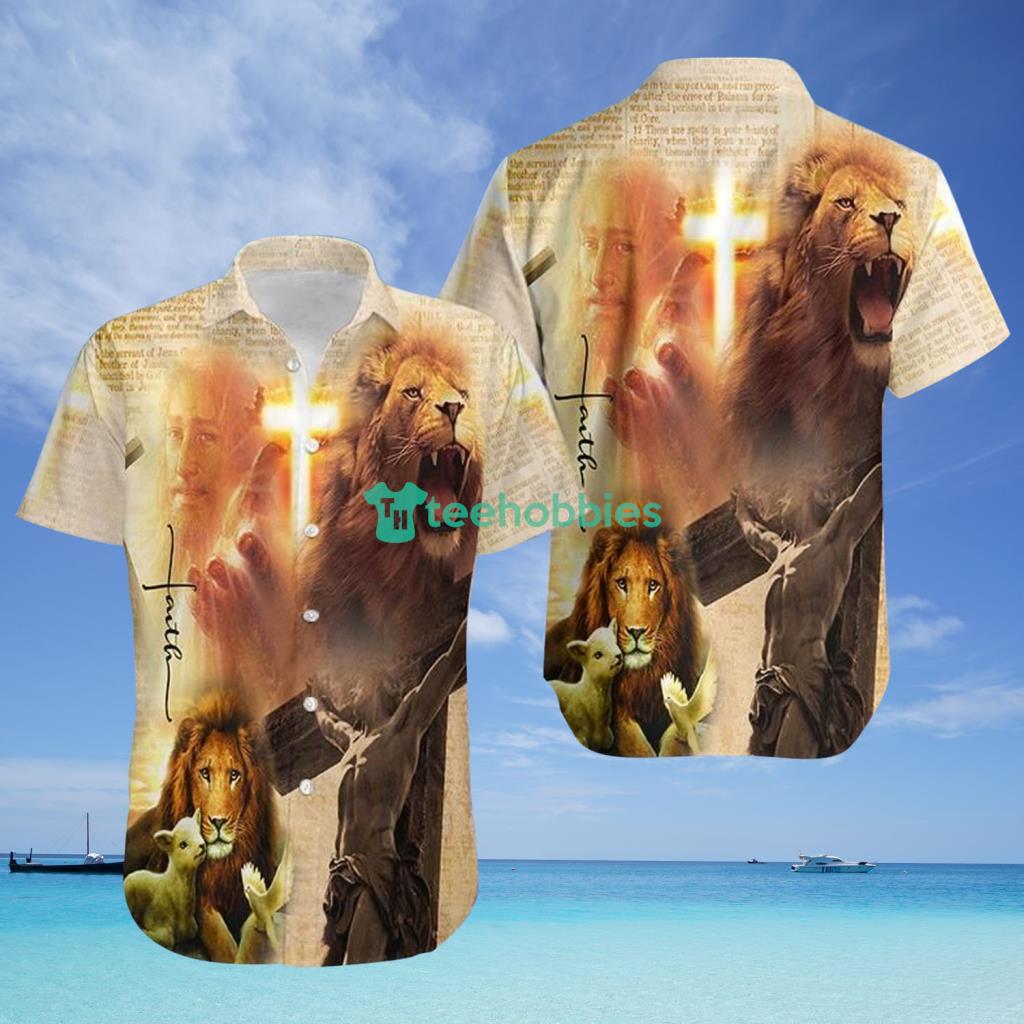 Lion Jesus Cross Hawaiian Shirt - Lion Jesus Cross Hawaiian Shirt