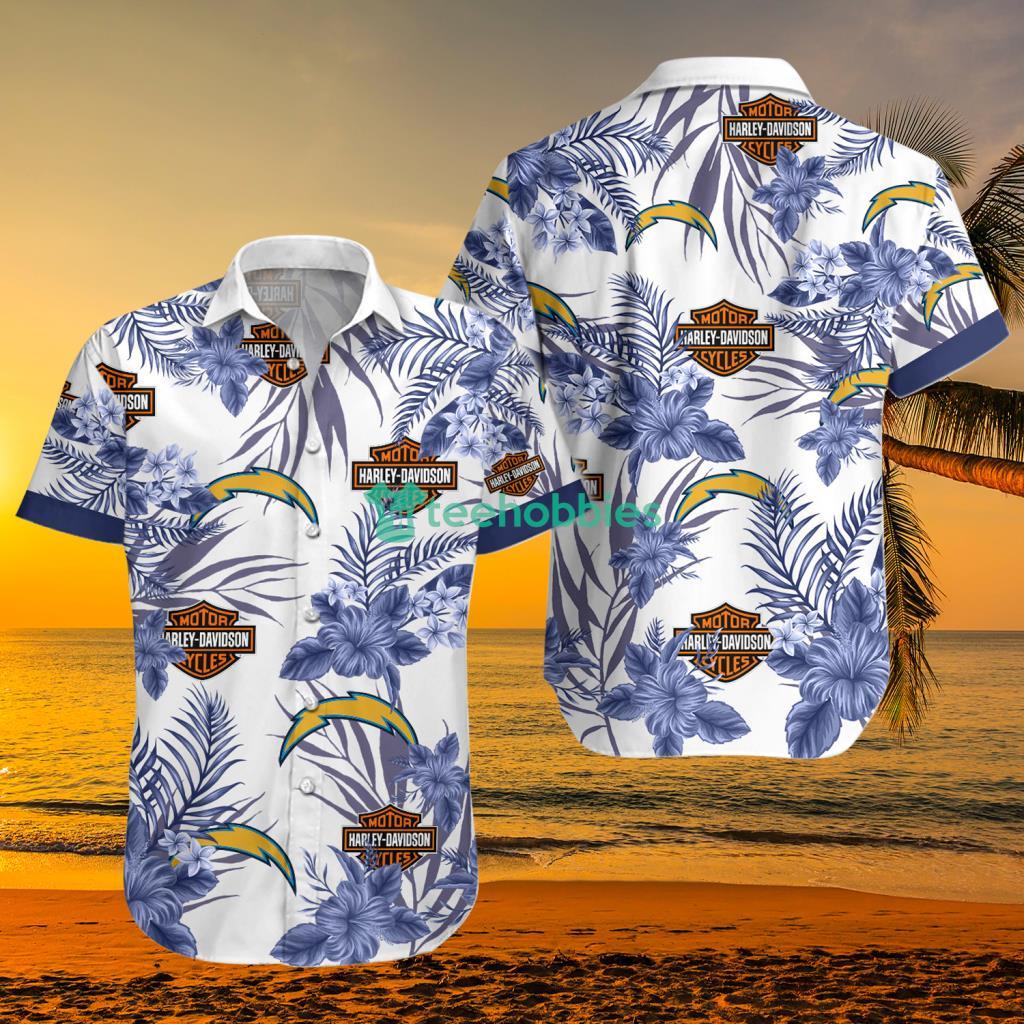 Los Angeles Chargers NFL Harley Davidson Tropical Hawaiian Shirt For Men And Women - Los Angeles Chargers NFL Harley Davidson Tropical Hawaiian Shirt For Men And Women