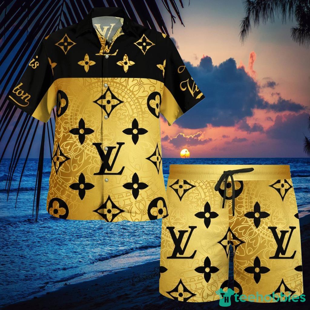 Louis Vuitton Gold LV Hawaiian Shirt And Short - Louis Vuitton Gold LV Hawaiian Shirt And Short Louis Vuitton Gold LV Hawaiian Shirt And Short - Louis Vuitton Gold LV Hawaiian Shirt And Short