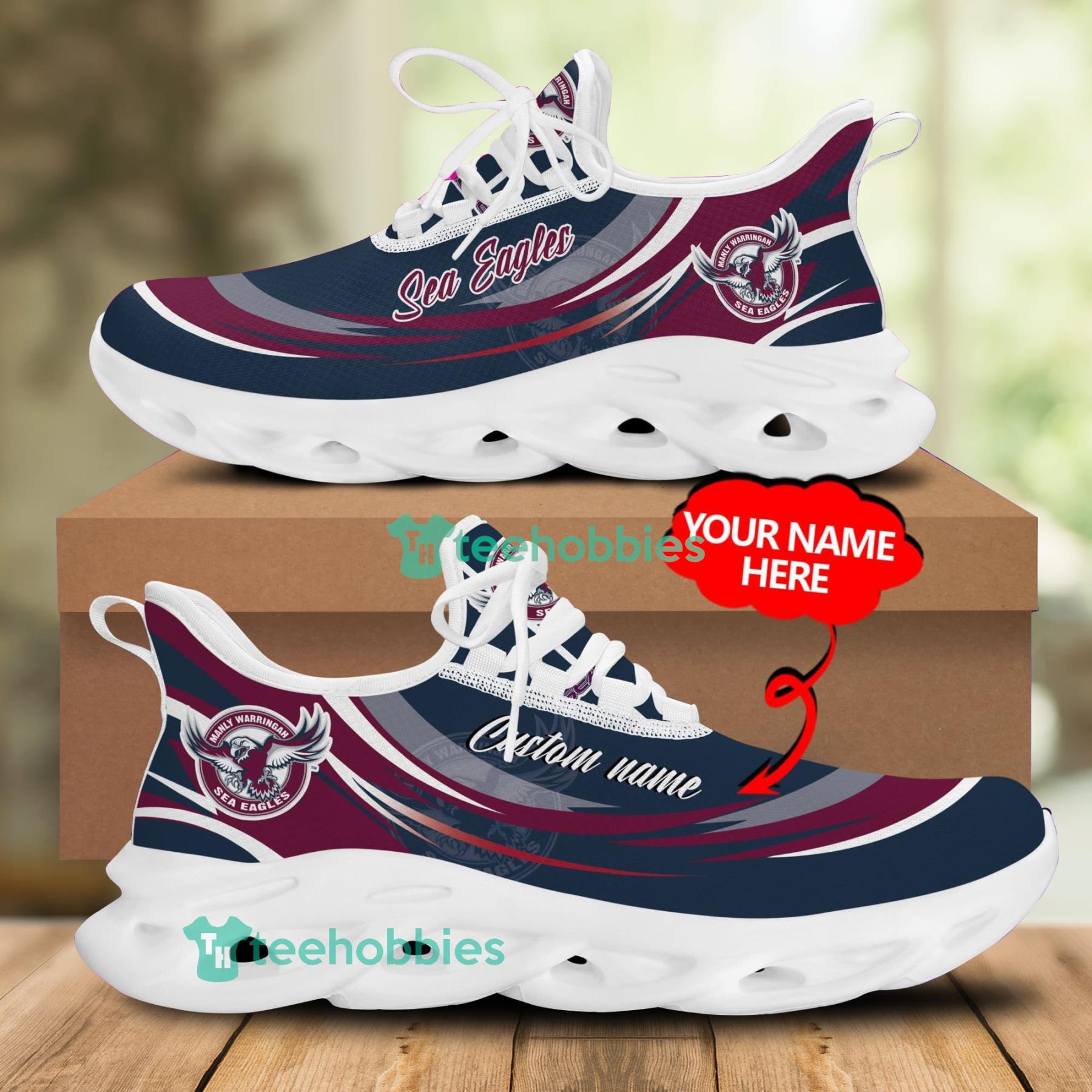 Manly Warringah Sea Eagles 3D Personalized Name Sneakers Max Soul Shoes For Men And Women Product Photo 1