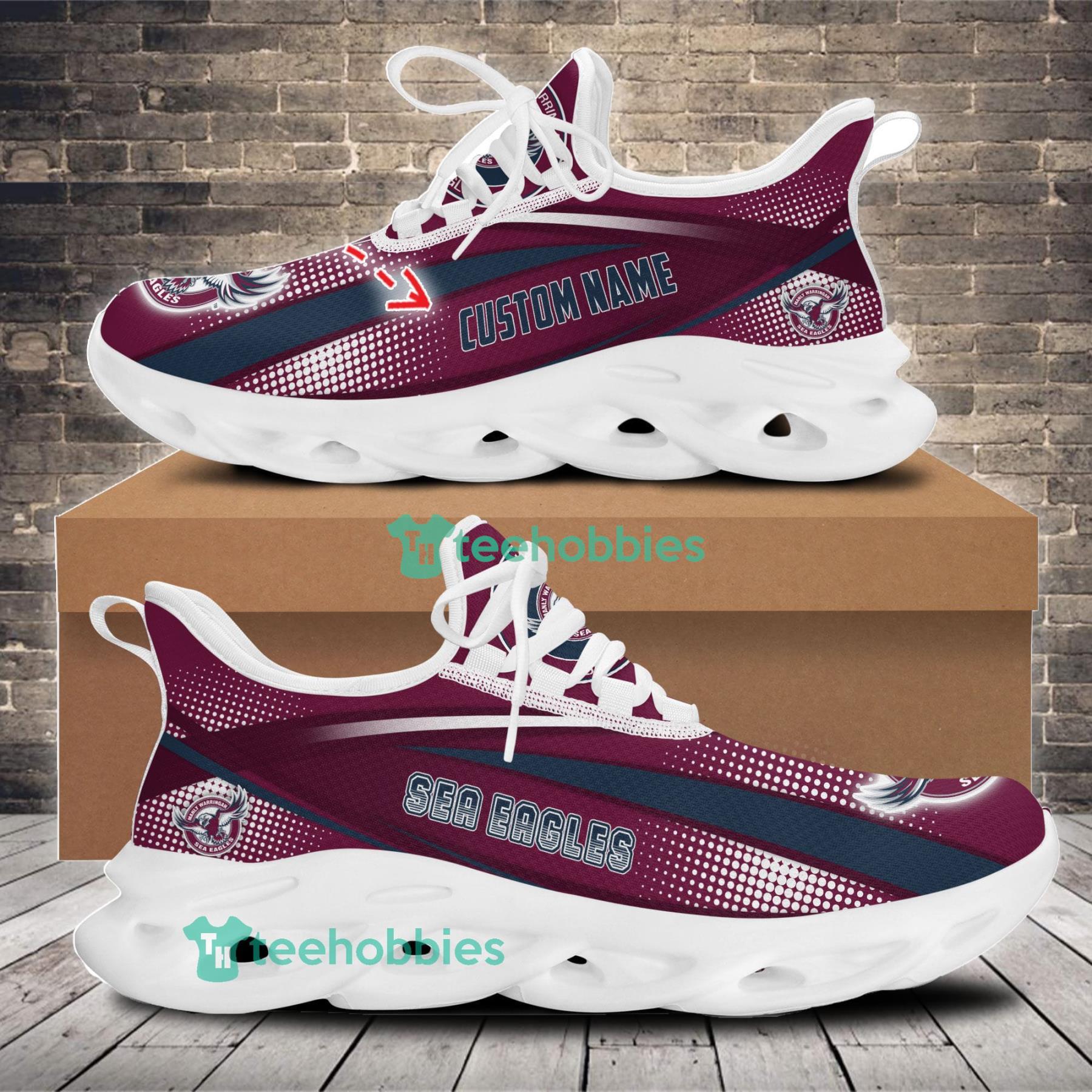 Manly Warringah Sea Eagles Custom Name Sneakers Max Soul Shoes For Men And Women Product Photo 1