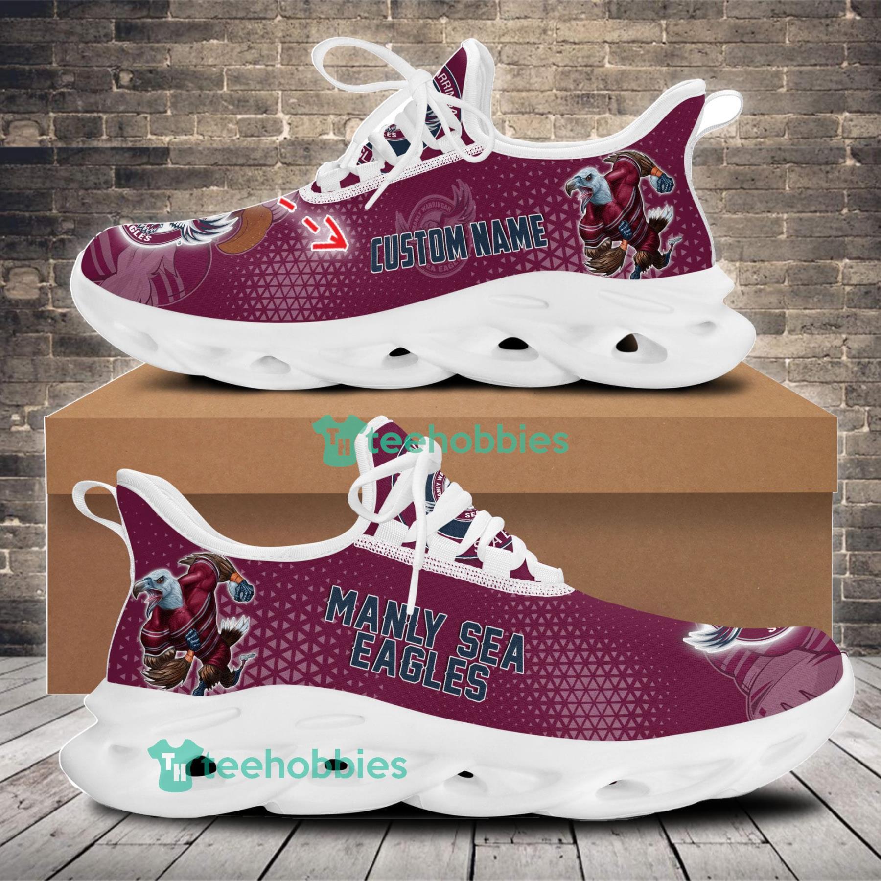 Manly Warringah Sea Eagles Mascot Custom Name Sneakers Max Soul Shoes For Men And Women Nrl Sneakers Product Photo 1
