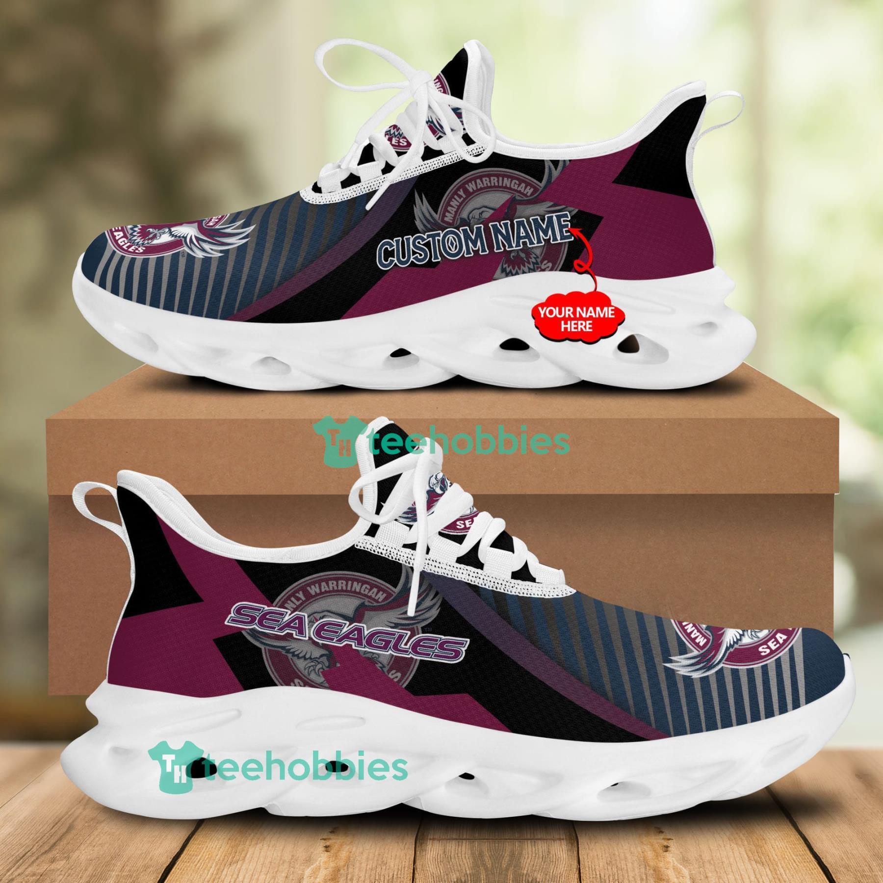Manly Warringah Sea Eagles Sport Team Personalized Name Sneakers Max Soul Shoes For Men And Women Product Photo 1