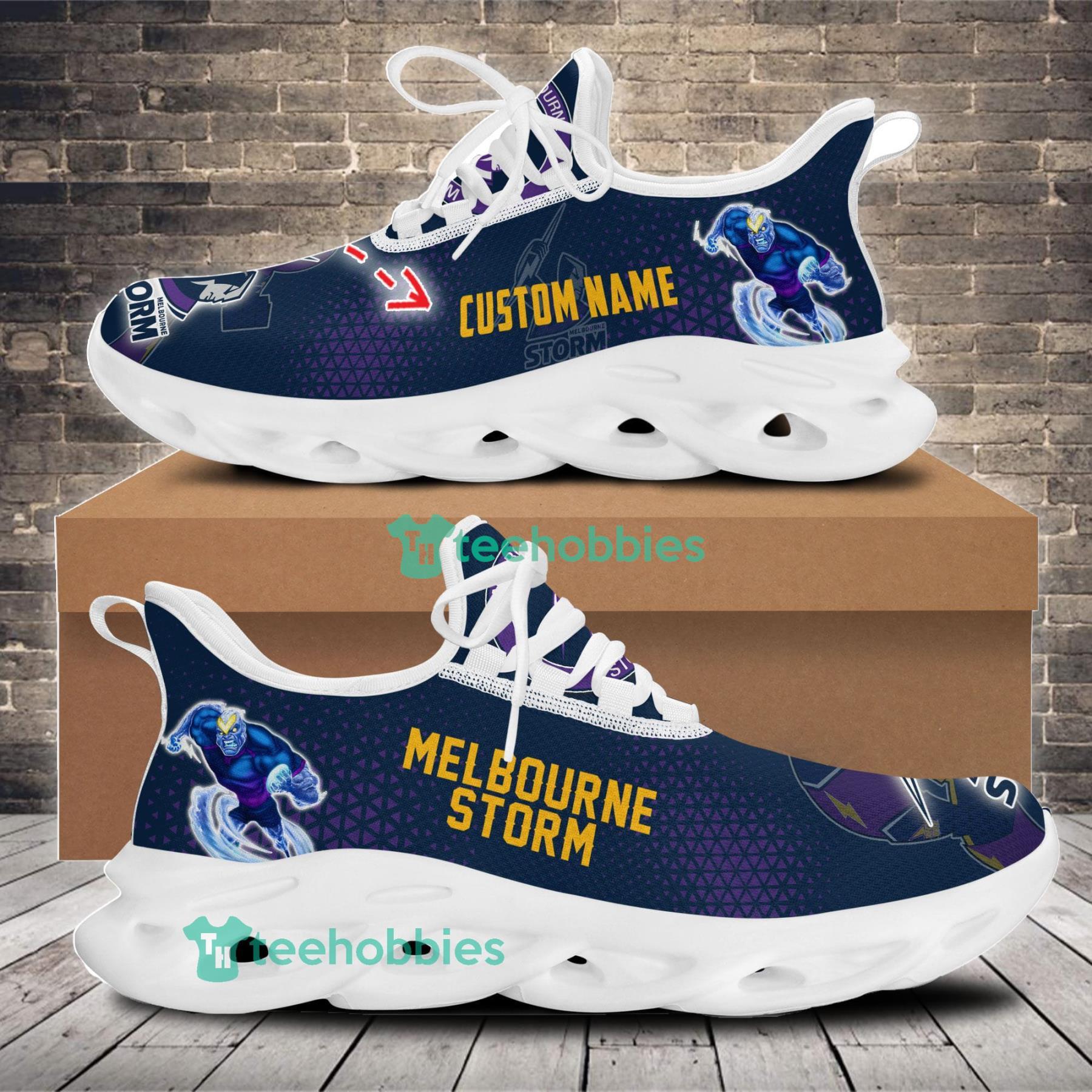 Melbourne Storm Mascot Custom Name Sneakers Max Soul Shoes For Men And Women Nrl Sneakers Product Photo 1
