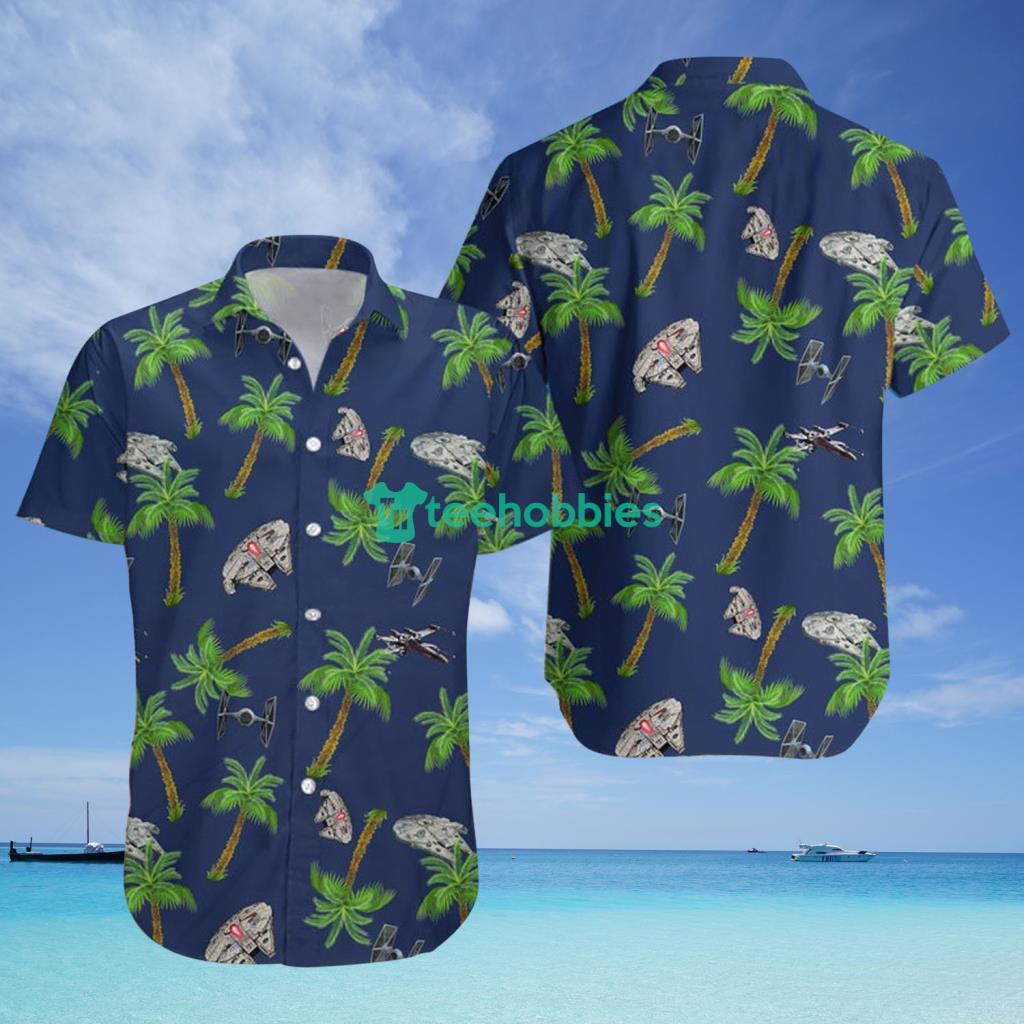 Millennium Falcon Star Wars Palm Tree Tropical Hawaiian Shirt - Millennium Falcon Star Wars Palm Tree Tropical Hawaiian Shirt